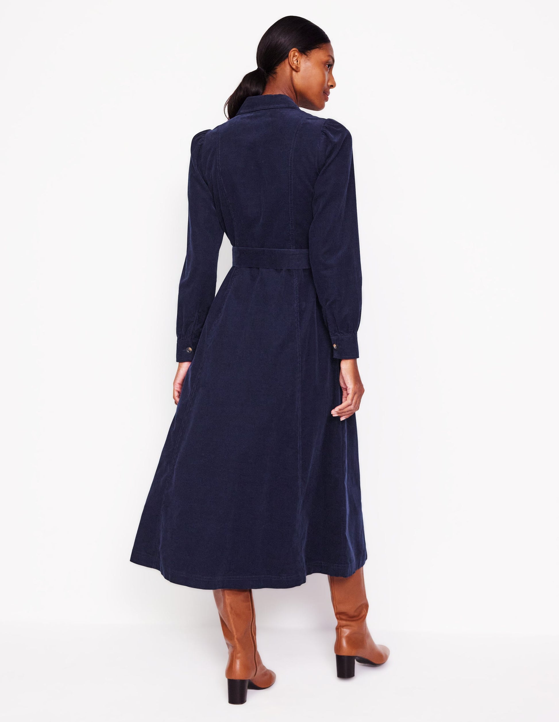 Aubrey Midi-Hemdblusenkleid aus Cord-Aqua Marine Marl-3