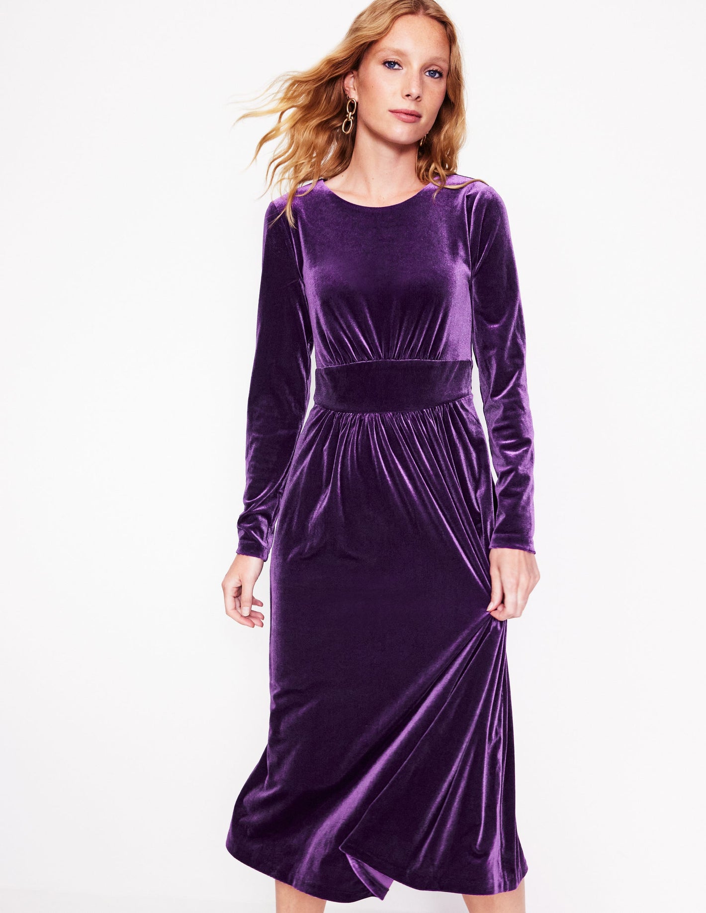 Thea Midikleid aus Samt-Violett