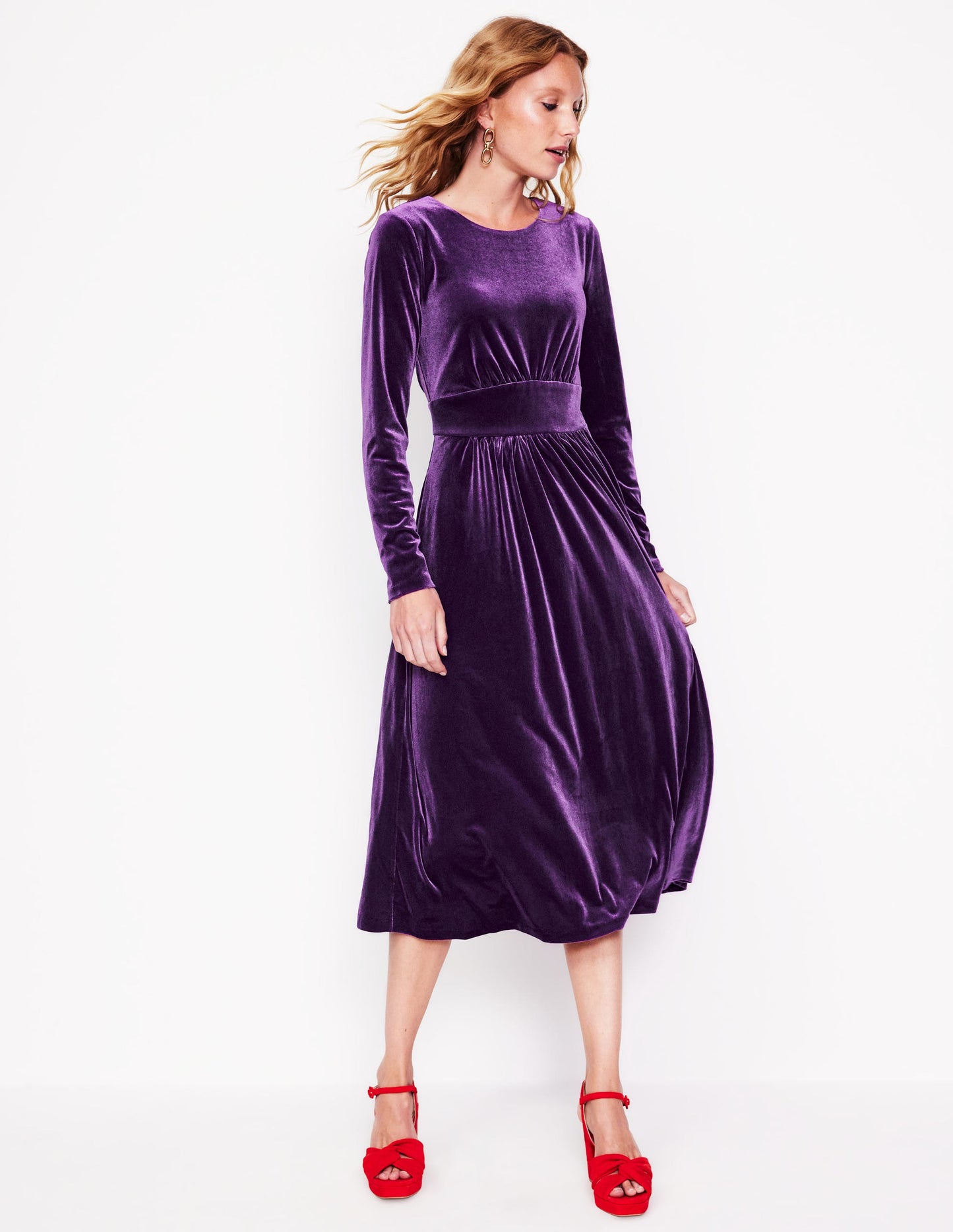 Thea Midikleid aus Samt-Violett