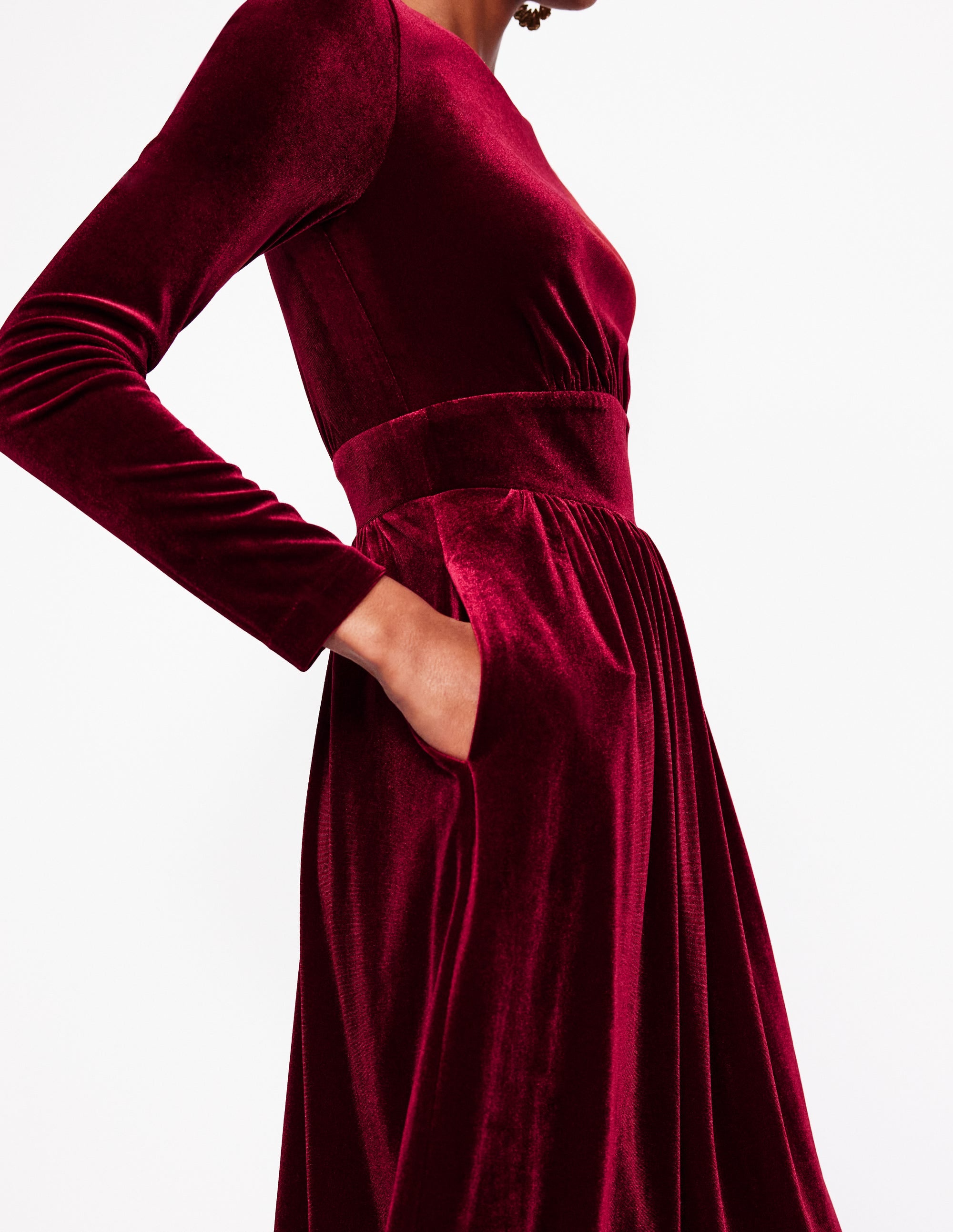 Thea Midikleid aus Samt-Beatnik Red/Dark Burgundy - Image 2