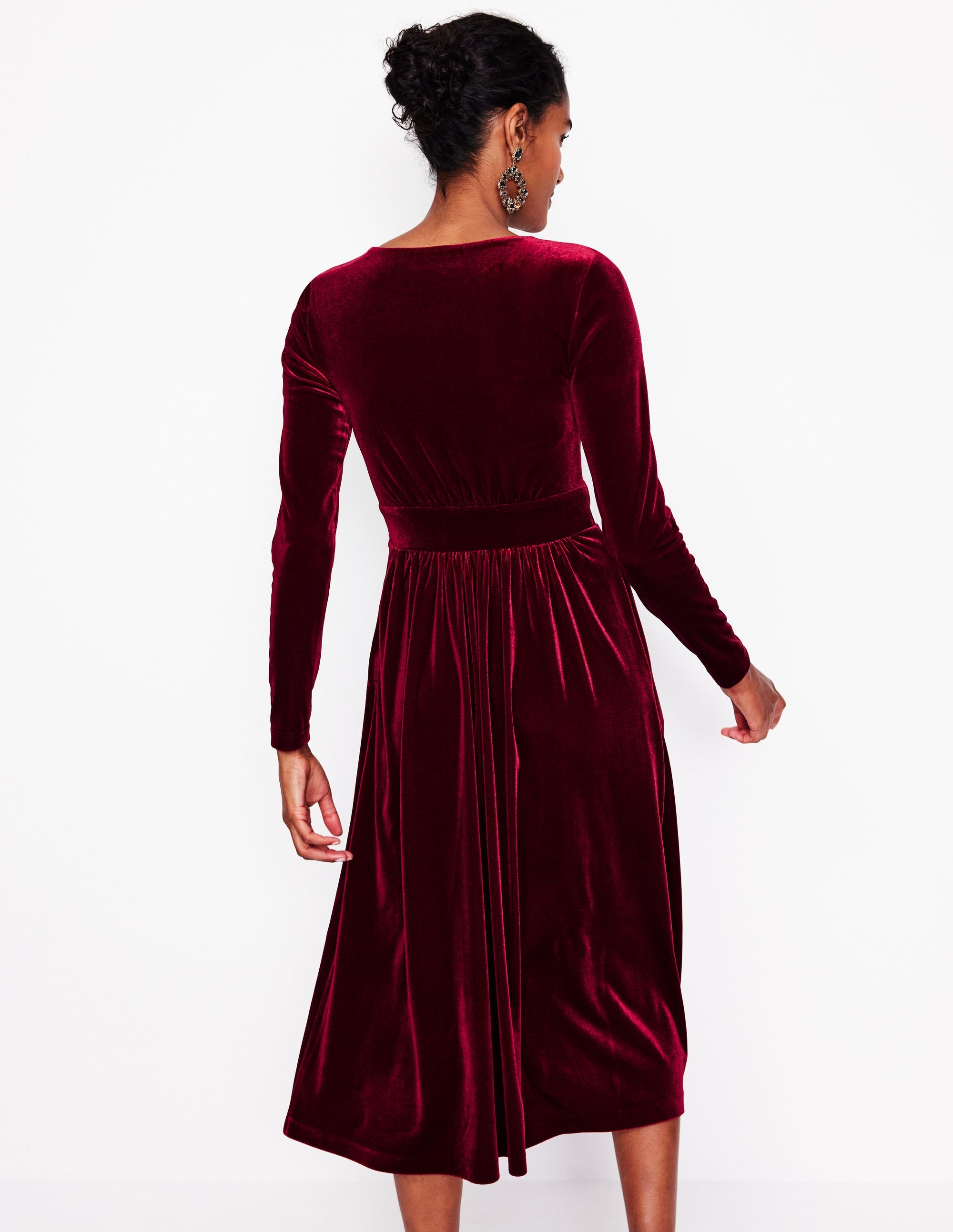 Thea Midikleid aus Samt-Beatnik Red/Dark Burgundy - Image 3