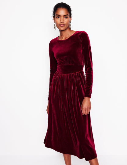 Thea Midikleid aus Samt-Beatnik Red/Dark Burgundy