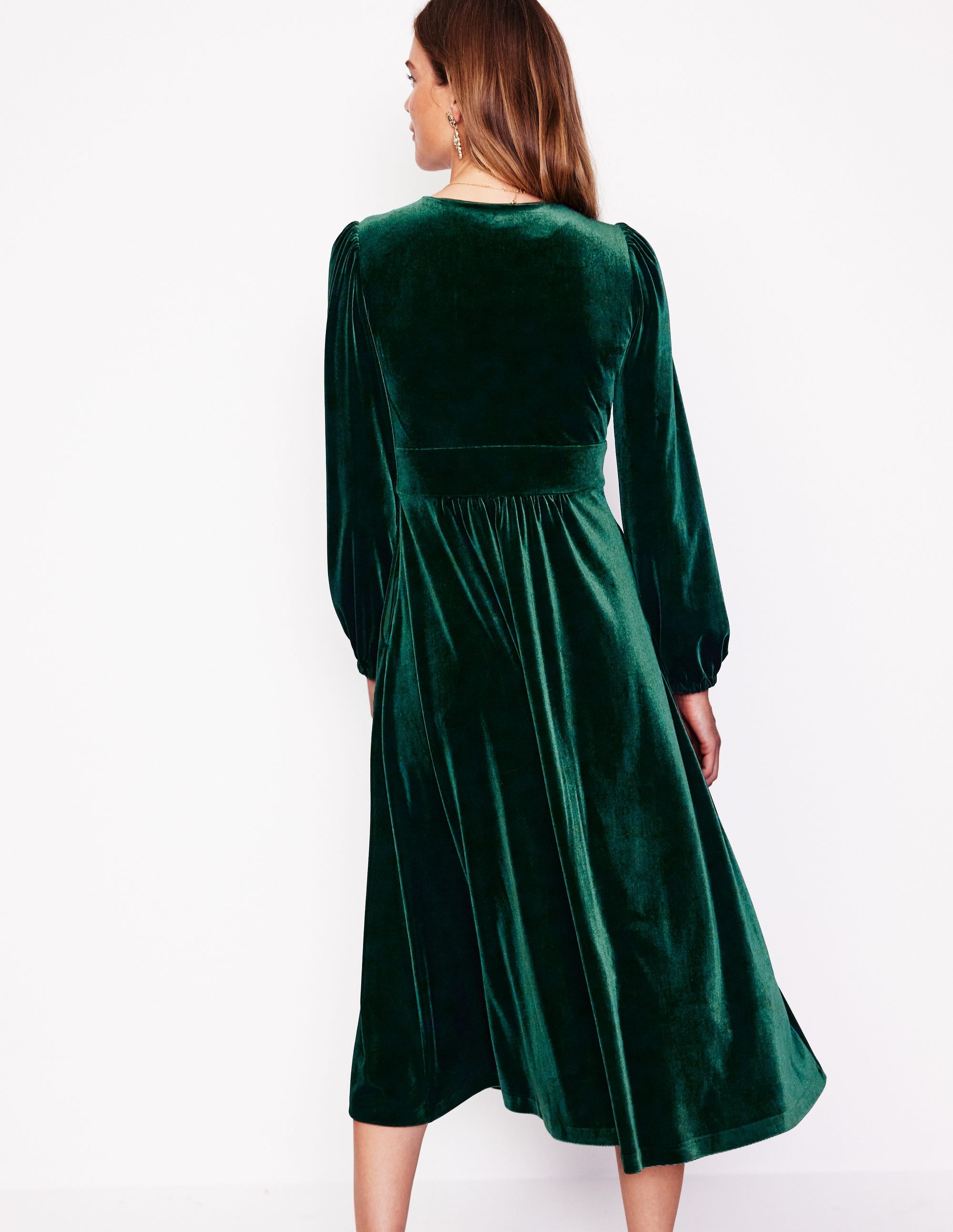 Jocelyn Velvet Tea Dress-Pine - Image 3