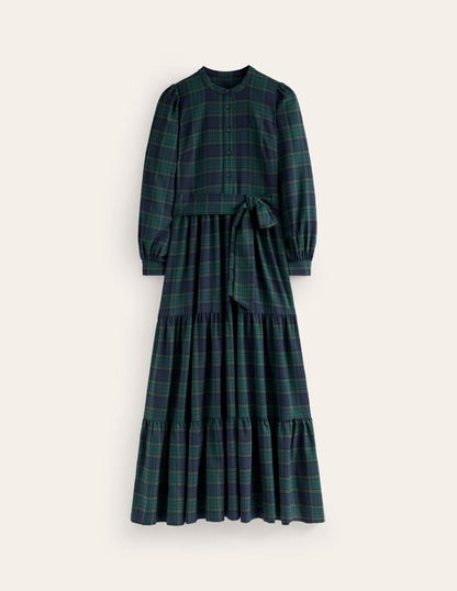 Robe longue Alba à carreaux-Carreaux bleu marine et vert-10