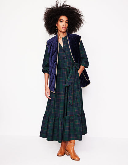 Robe longue Alba à carreaux-Carreaux bleu marine et vert-5