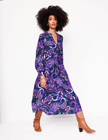 Zoe Midikleid mit Verzierung-Ameythyst, Motiv Paisley Fusion