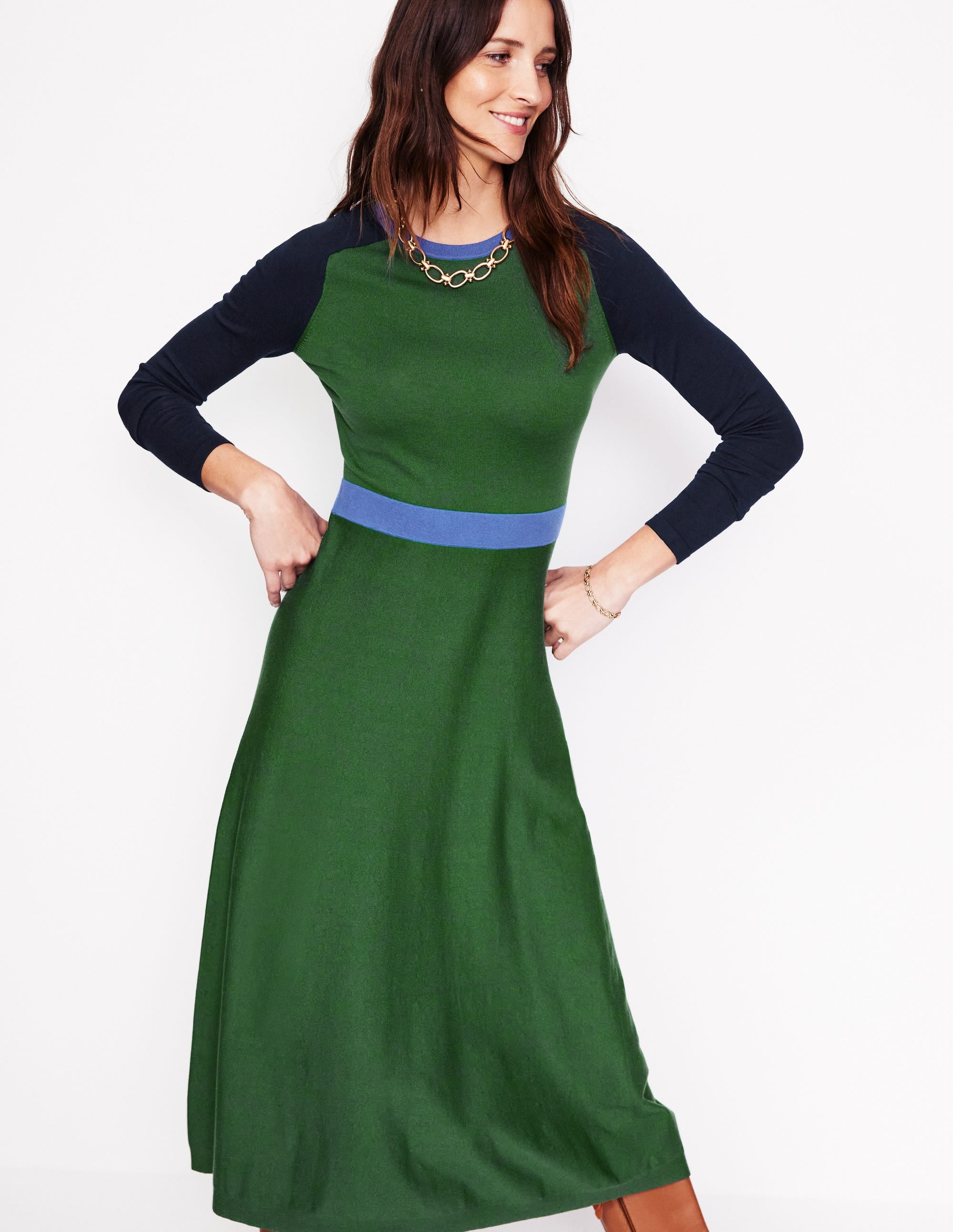 Robe midi Marta en maille-Colourblock pin, bleu marine - Image 4