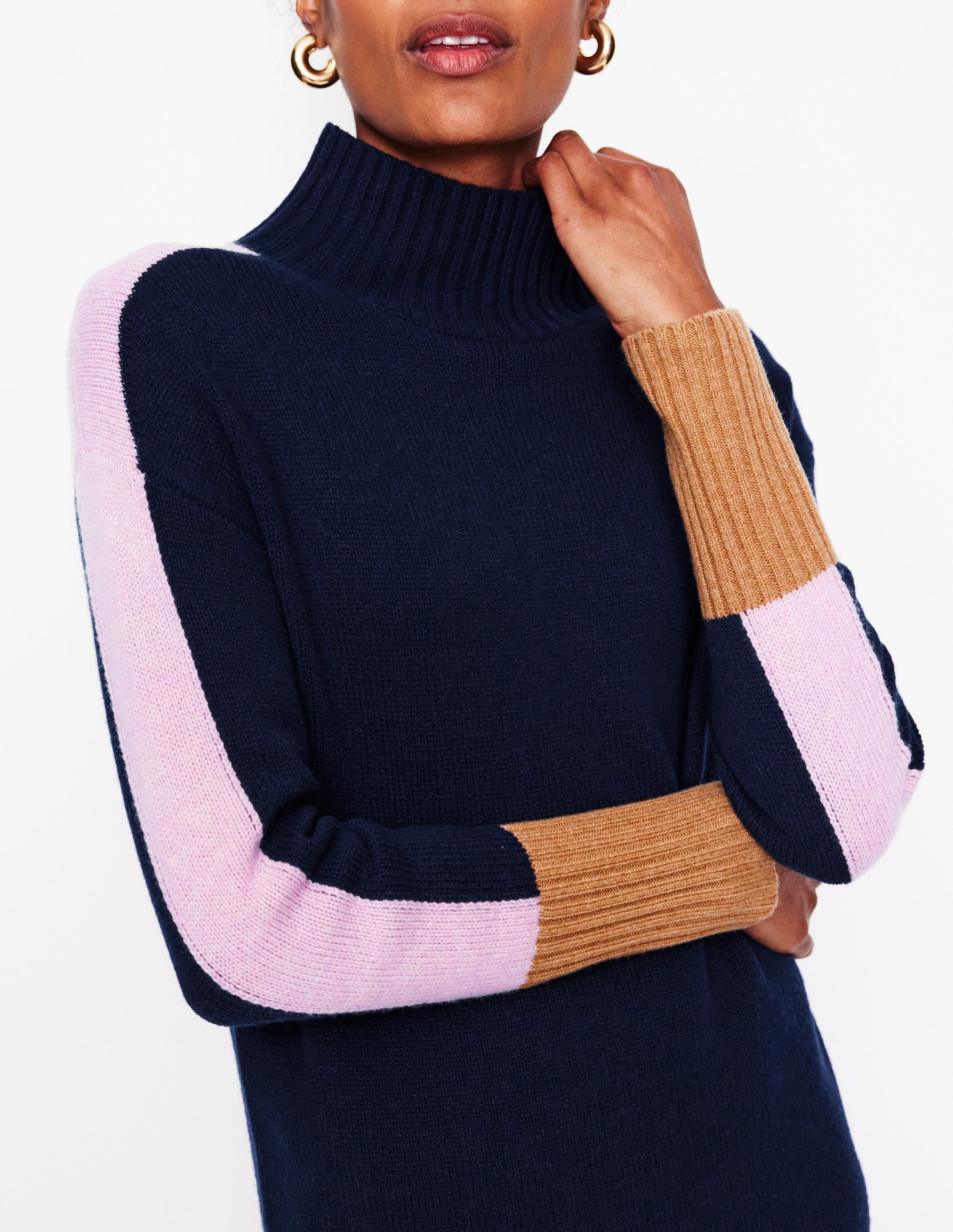 Strickkleid aus Merinowolle-Ecru/Chalky Pink Stripe - Image 2