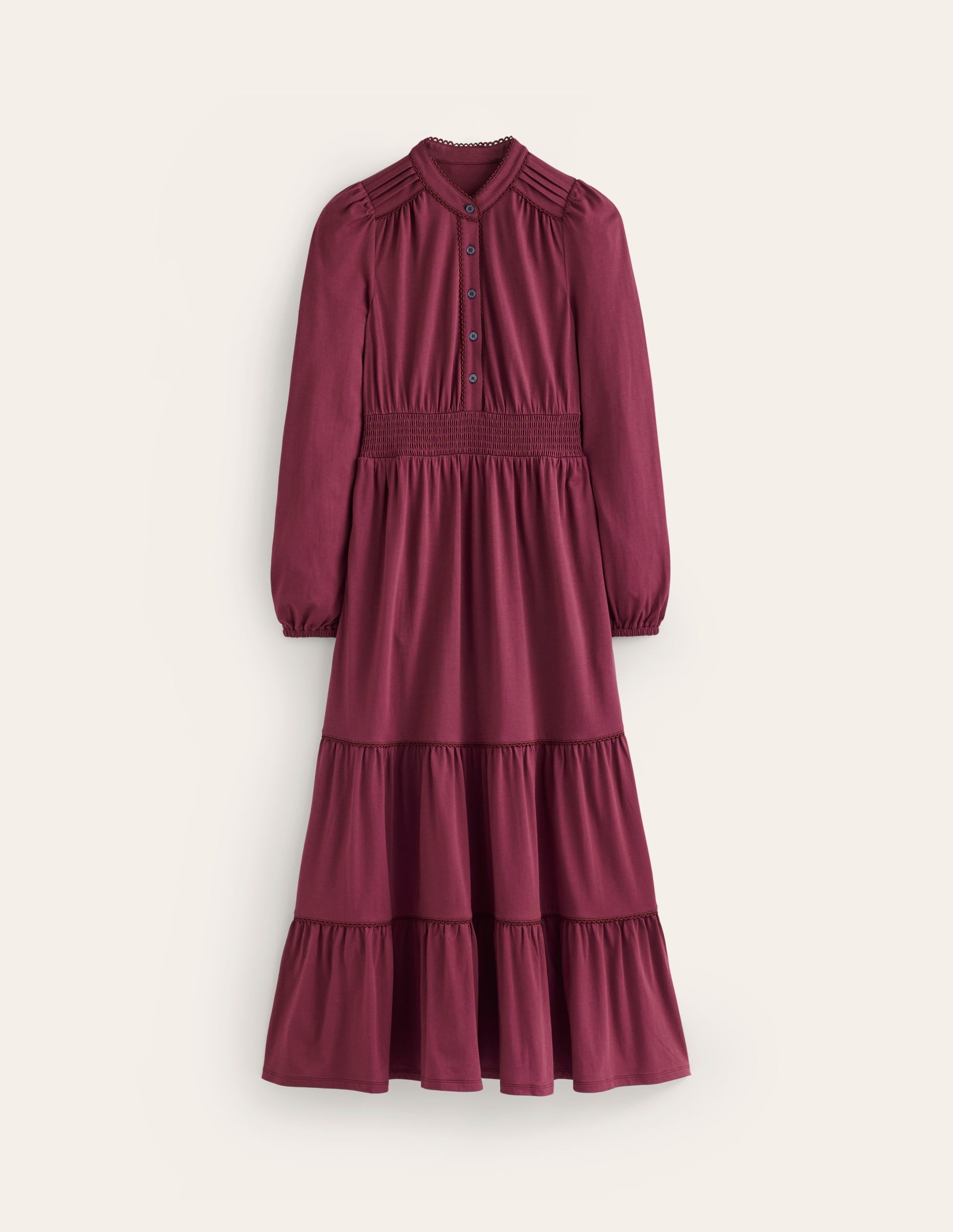Gestuftes Midikleid mit geraffter Taille-Dunkelviolett - Image 5