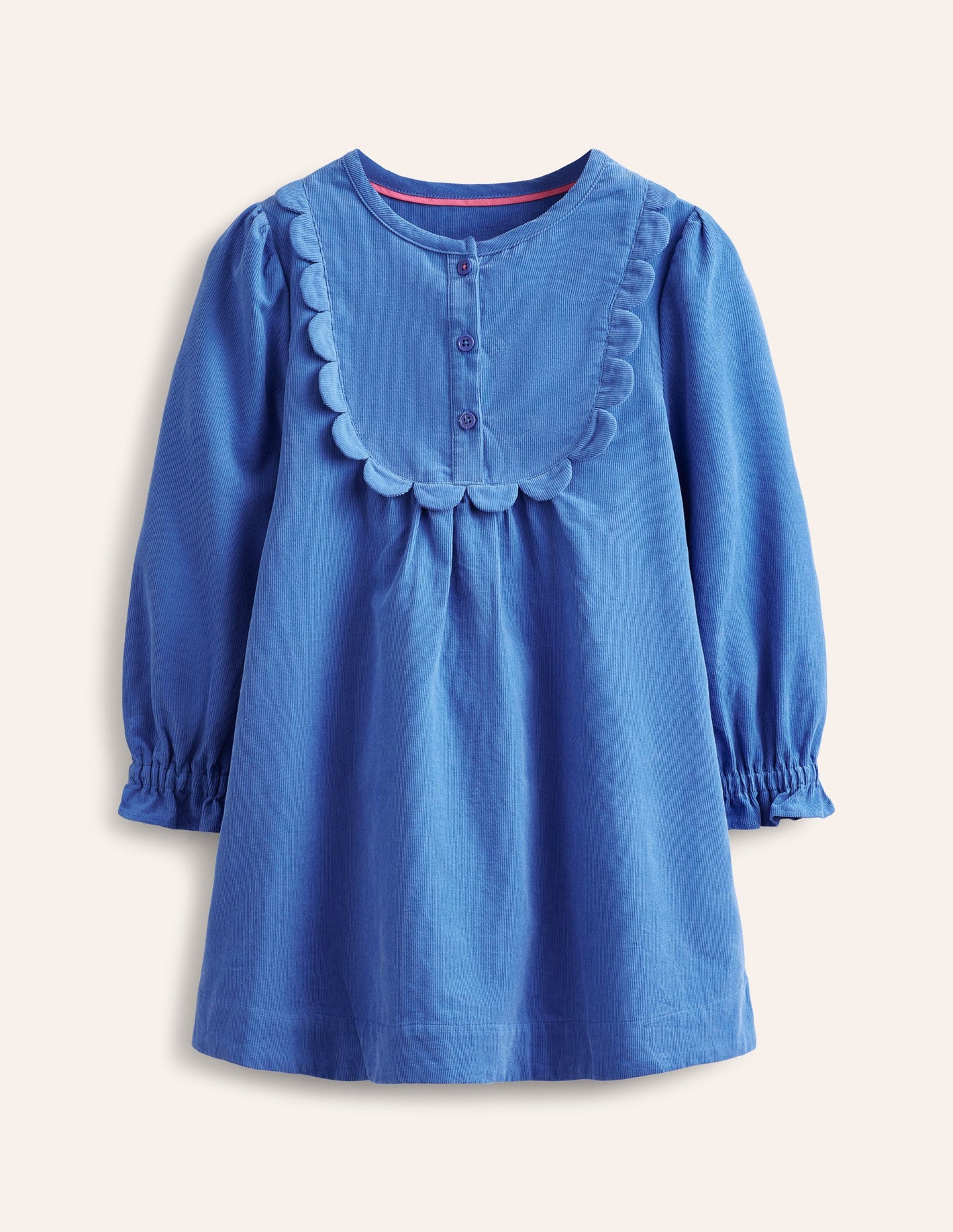 Robe festonnée Norah en velours côtelé-Geai bleu