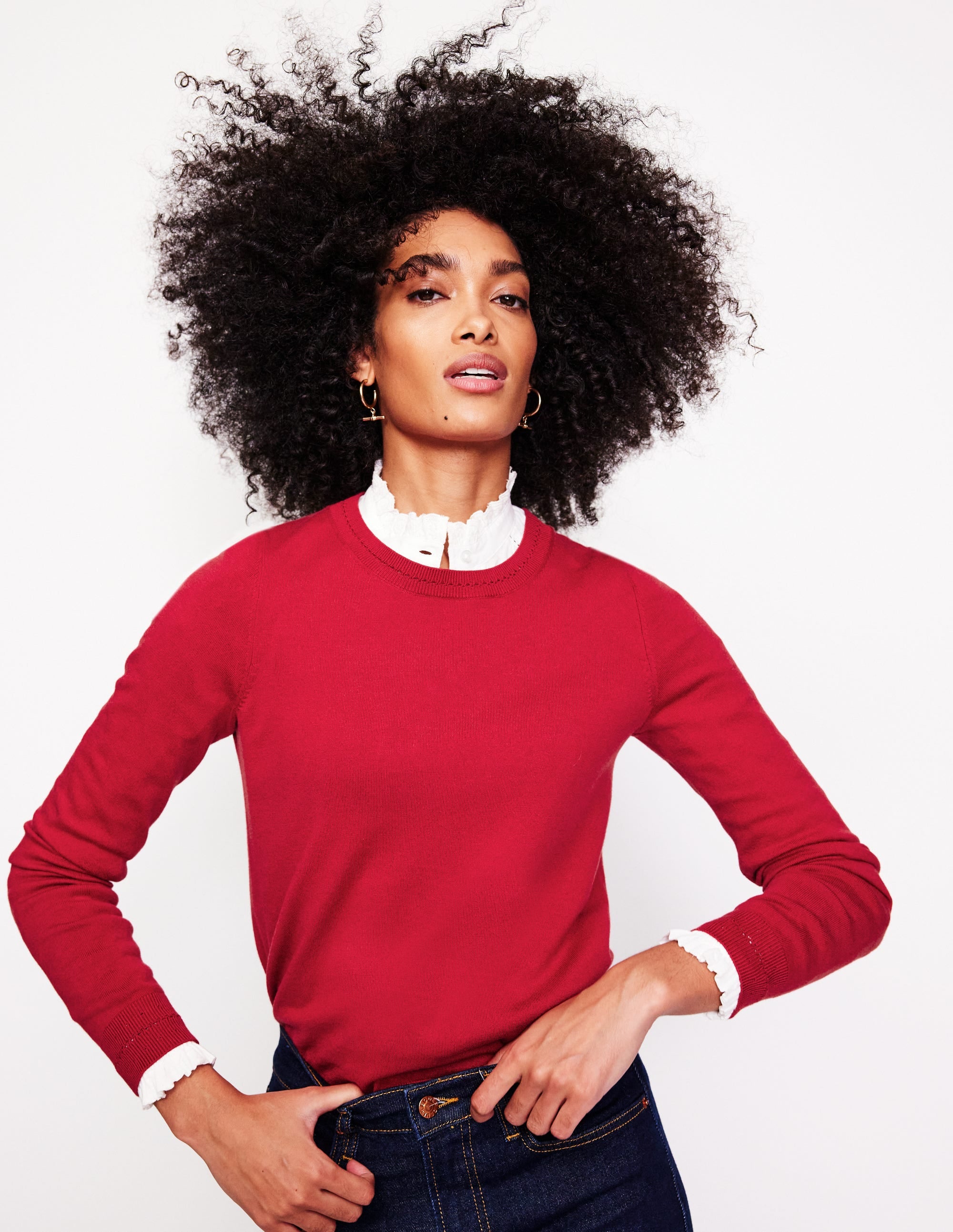 Pull Catriona col rond en coton-Réglisse rouge - Image 1