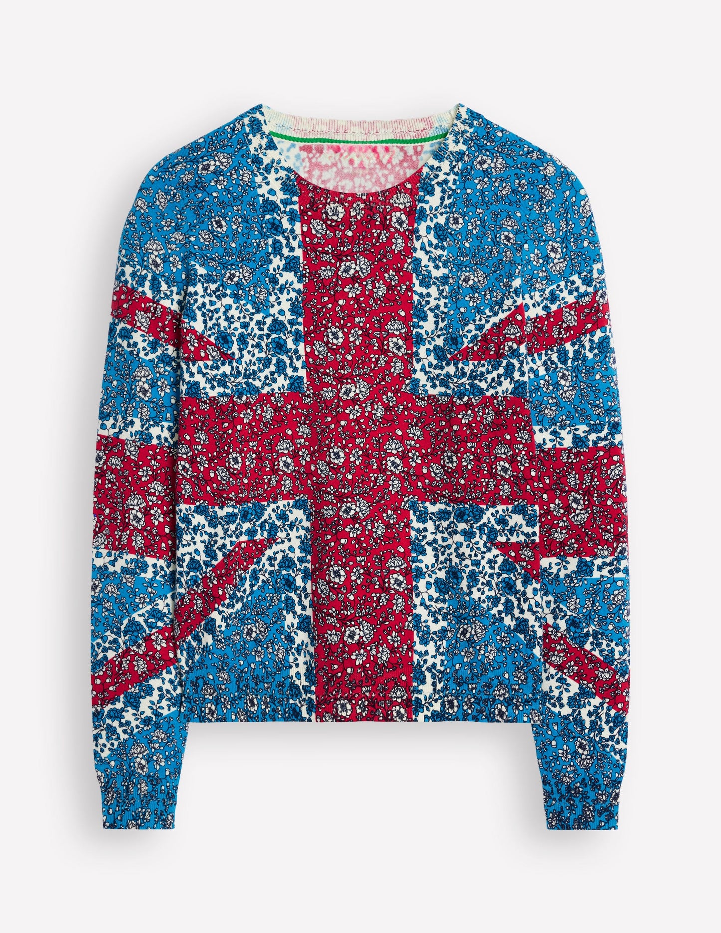 Catriona Pullover aus Baumwolle mit Rundhalsausschnitt-Himmelblau, Union Jack