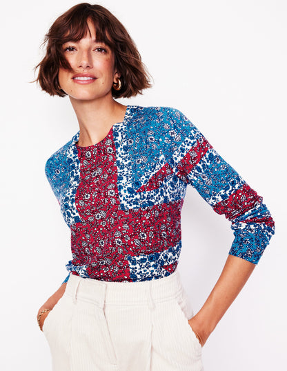 Catriona Pullover aus Baumwolle mit Rundhalsausschnitt-Himmelblau, Union Jack