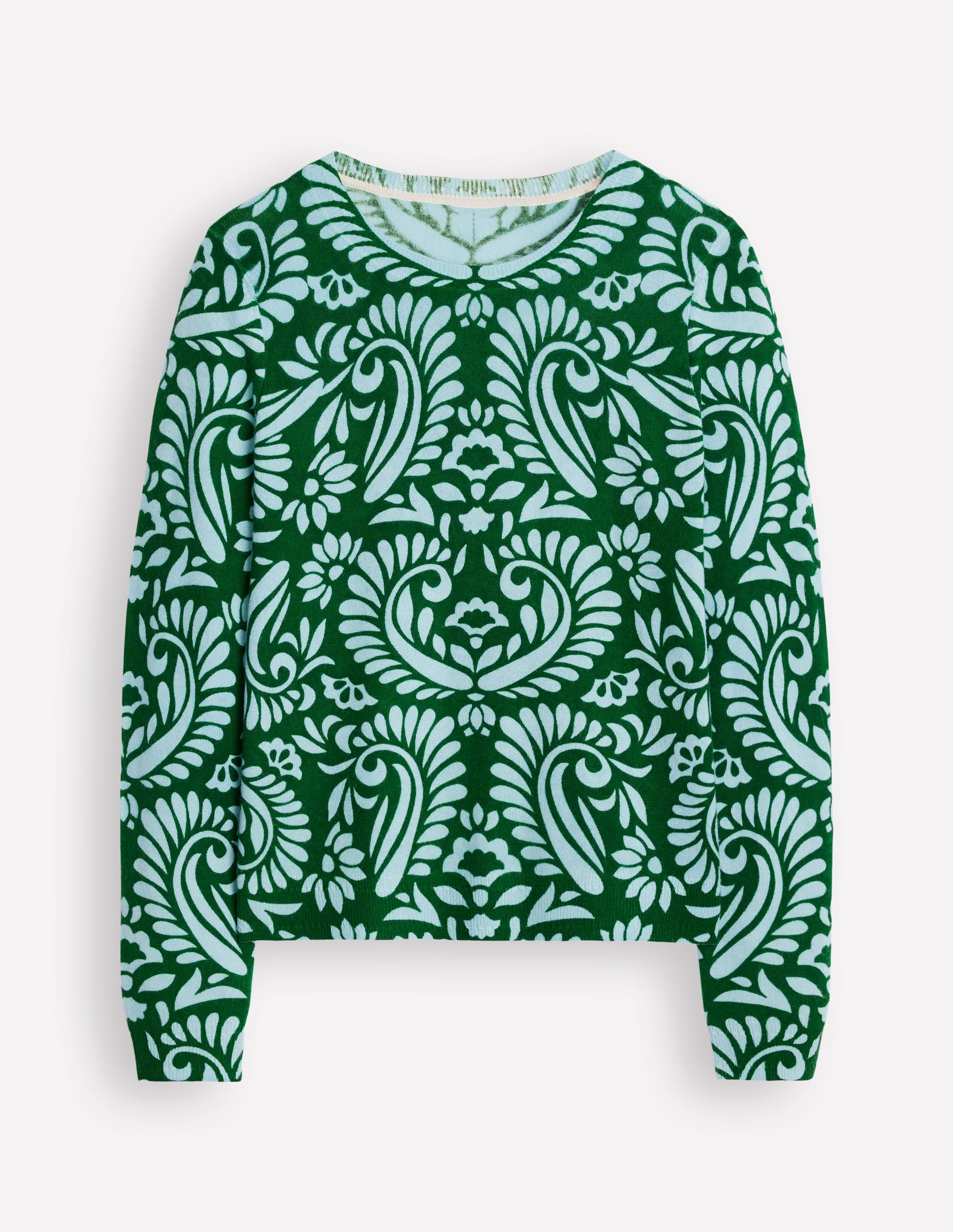 Eva Kaschmirpullover mit Rundhalsausschnitt-Kiefergrün, Dekorative Flora - Image 5