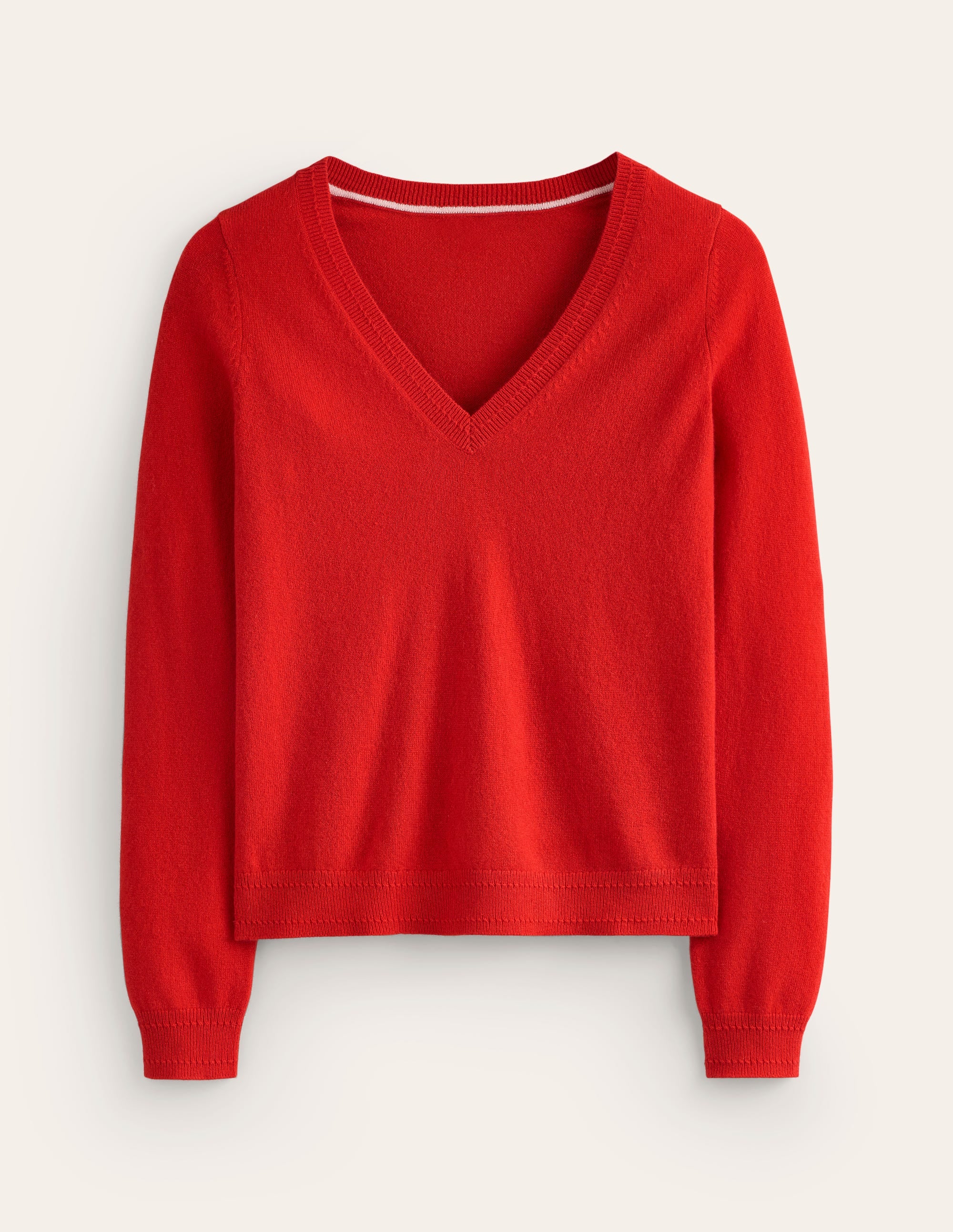 Pull Eva col V en cachemire-Rouge éclatant - Image 5