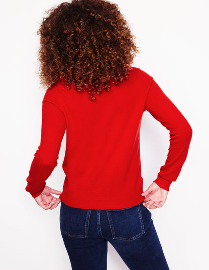 Eva Kaschmirpullover mit V-Ausschnitt-Rouge