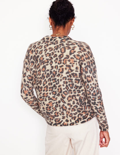 Rosemary Lockerer, flauschiger Pullover-Hafer Meliert, Leopard