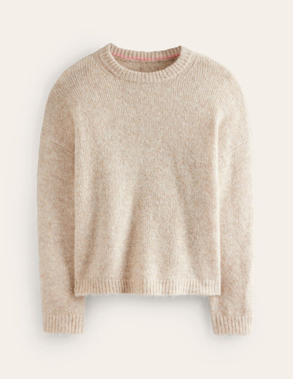 Rosemary Lockerer, flauschiger Pullover-Beige Meliert