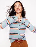 Cardigan Edie à motif jacquard-Losanges bleu
