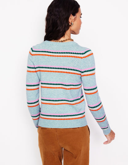 Edie Fair-Isle-Strickjacke-Blau Diamant