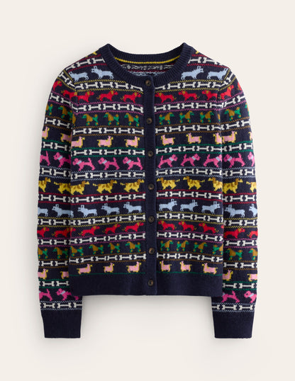 Edie Fair Isle Cardigan-Navy, Dogs