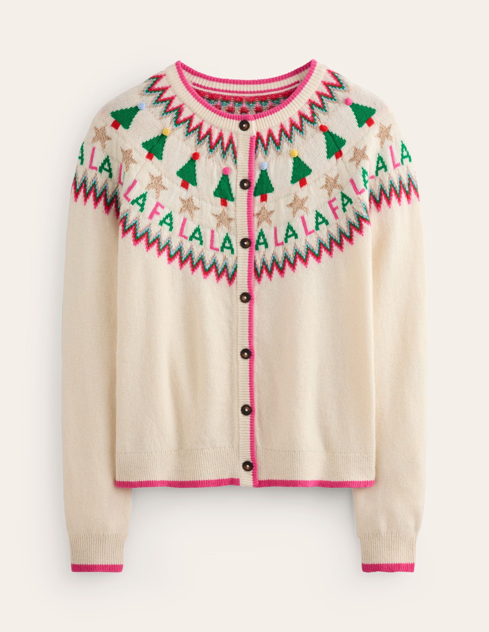 Edie Fair Isle Cardigan-Ecru Marl, Fa La La-7