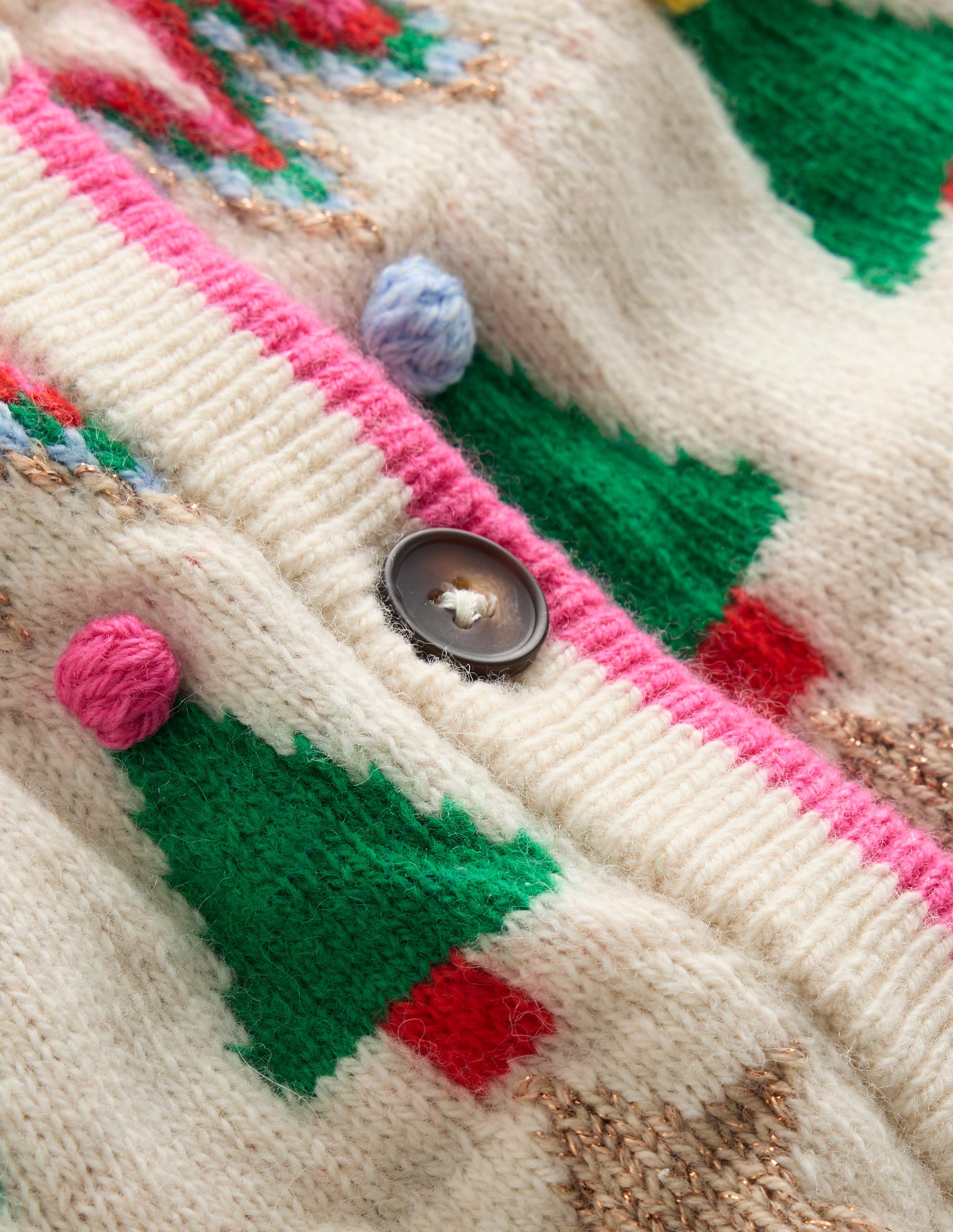Edie Fair Isle Cardigan-Ecru Marl, Fa La La-8