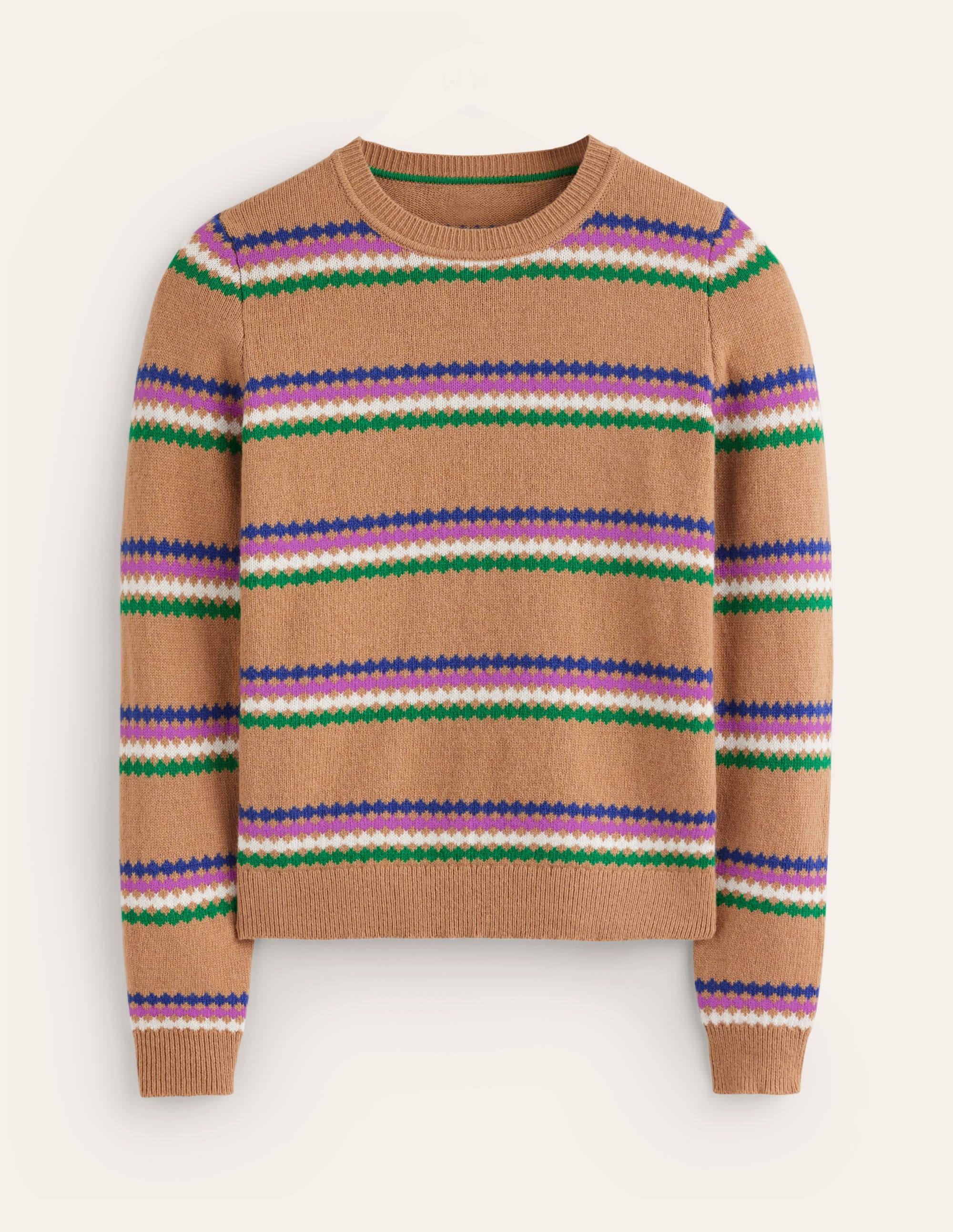 Edie Fair-Isle-Pullover-Kamelbraun Diamant - Image 8