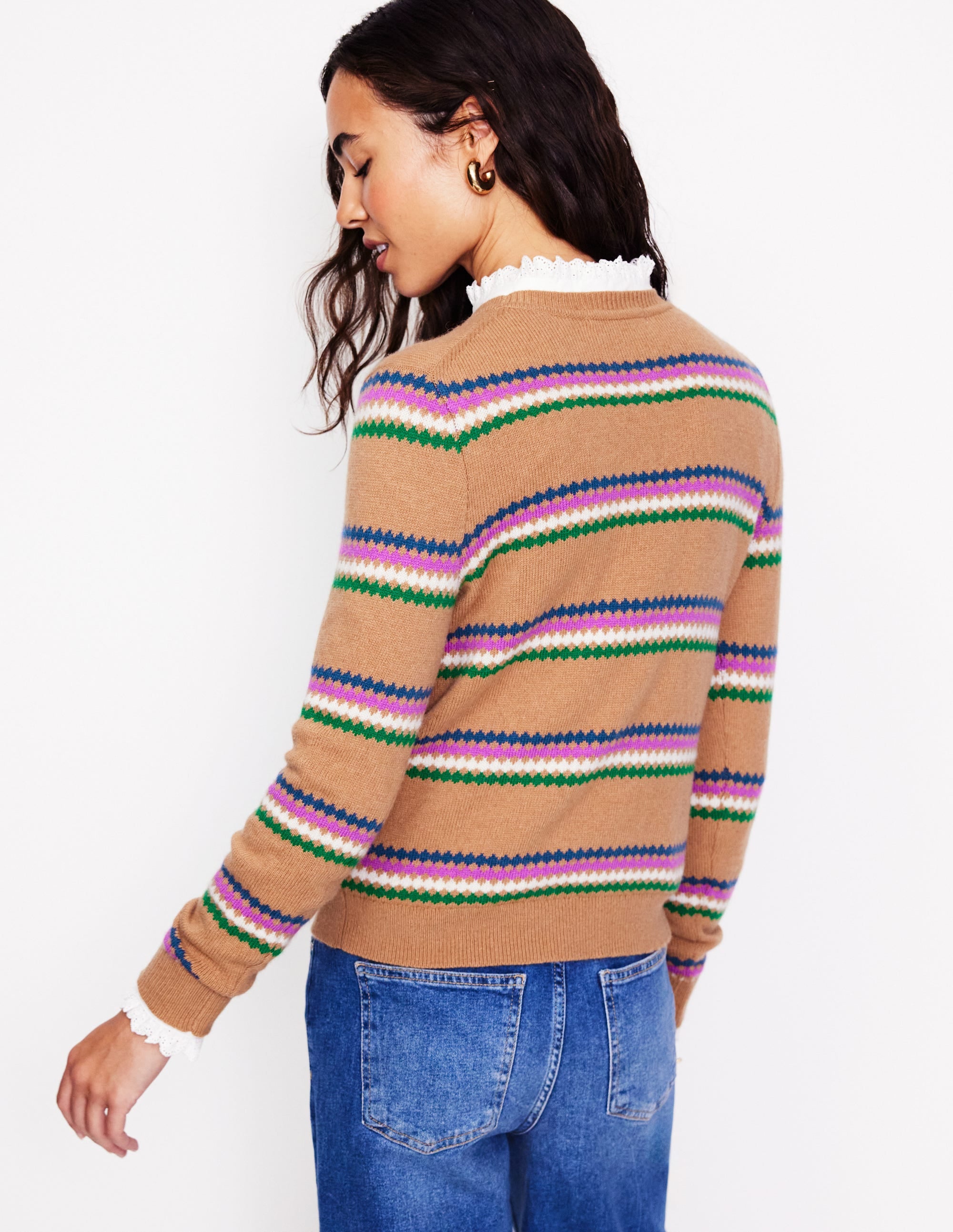 Edie Fair-Isle-Pullover-Kamelbraun Diamant - Image 3