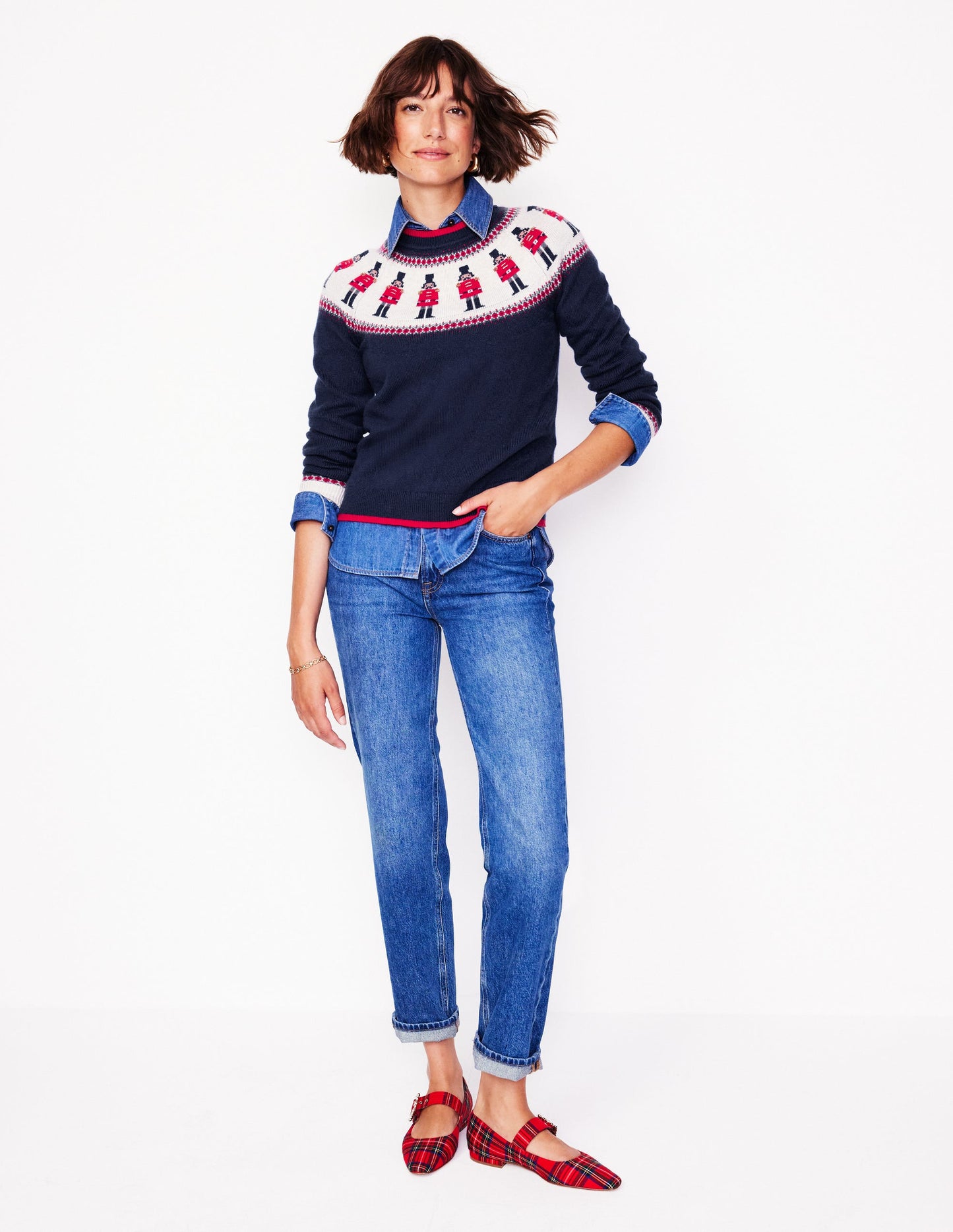 Edie Fair-Isle-Pullover-Marineblau, Soldaten