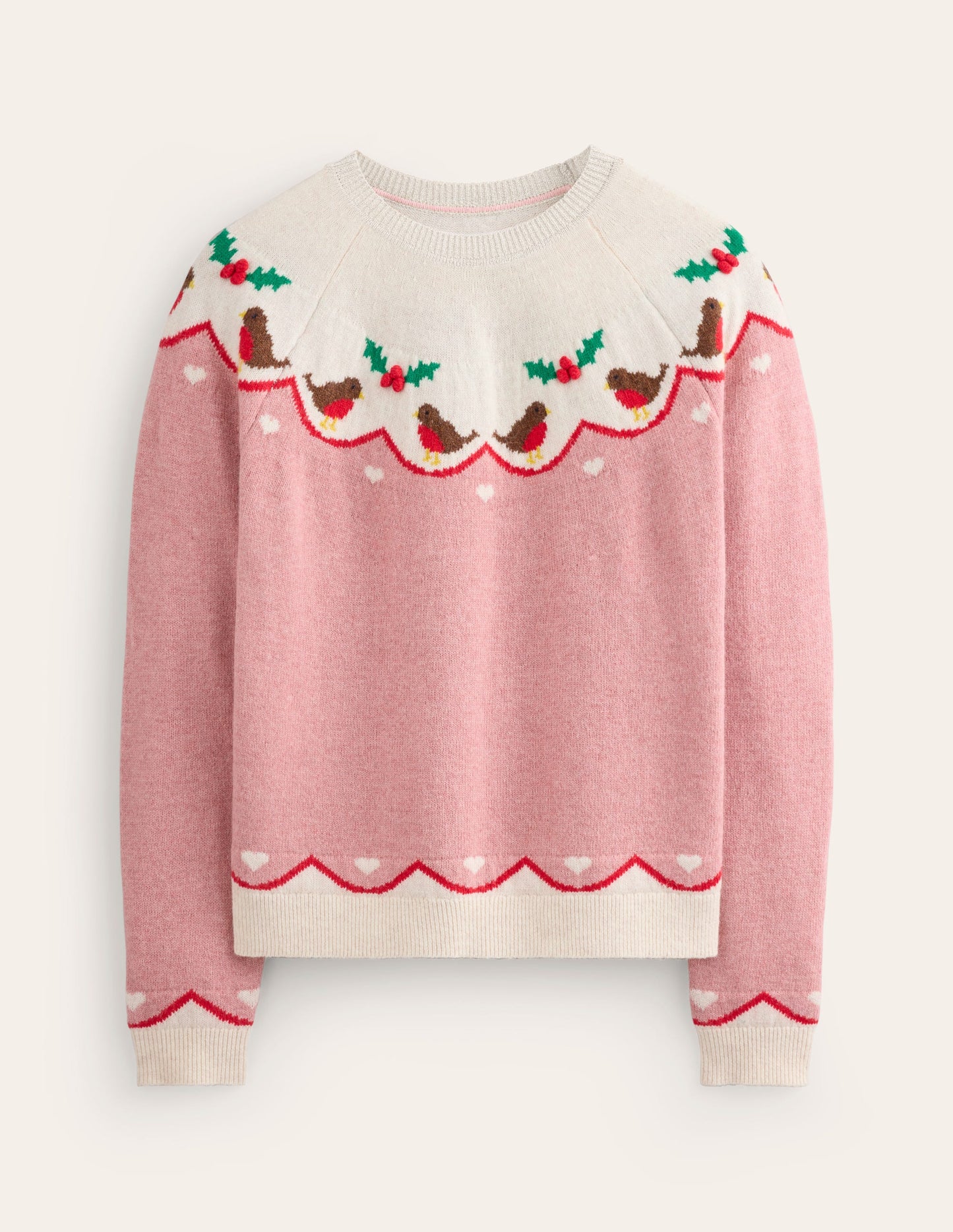 Edie Fair-Isle-Pullover-Quarzrosa, Rotkehlchen