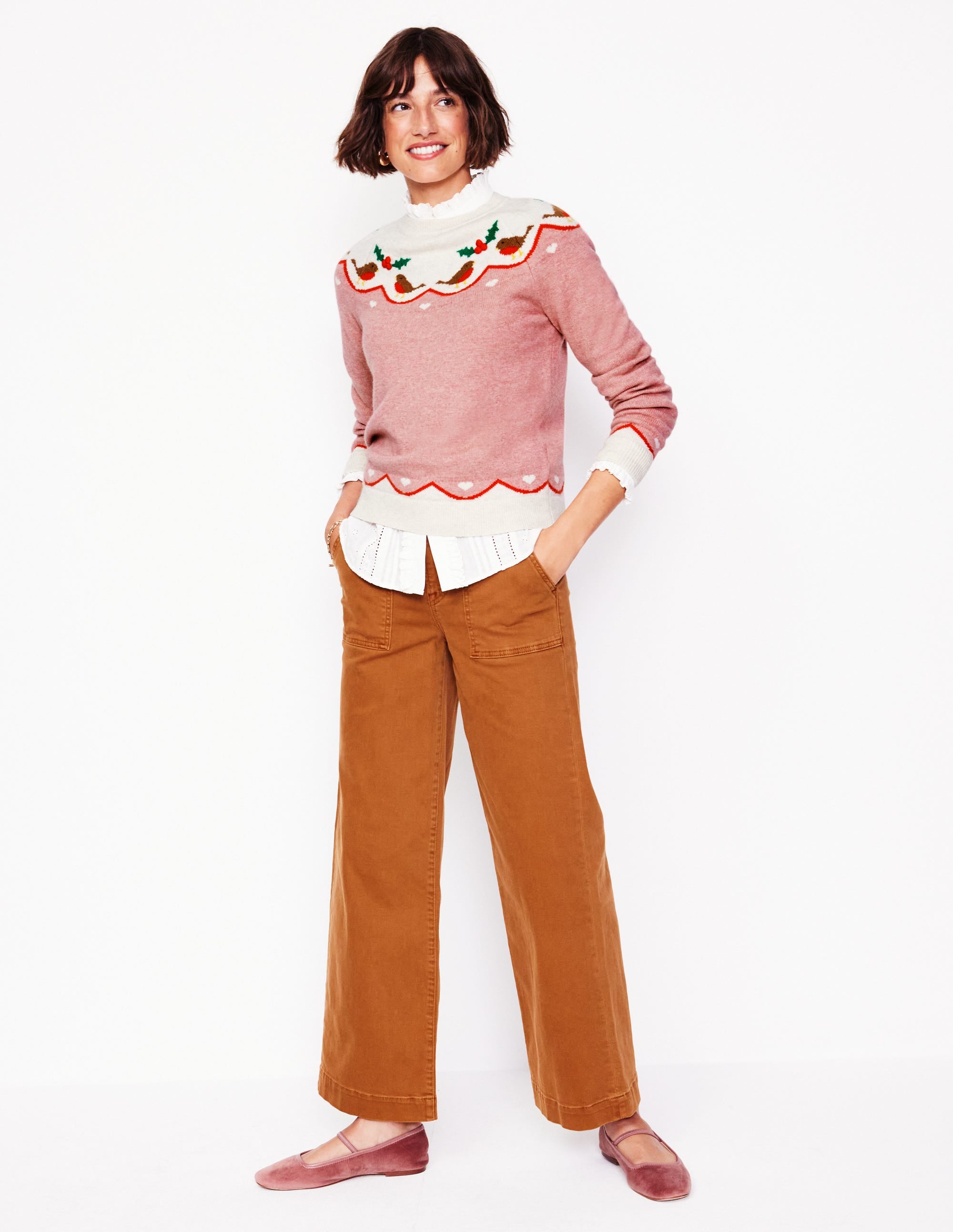 Edie Fair-Isle-Pullover-Quarzrosa, Rotkehlchen - Image 4