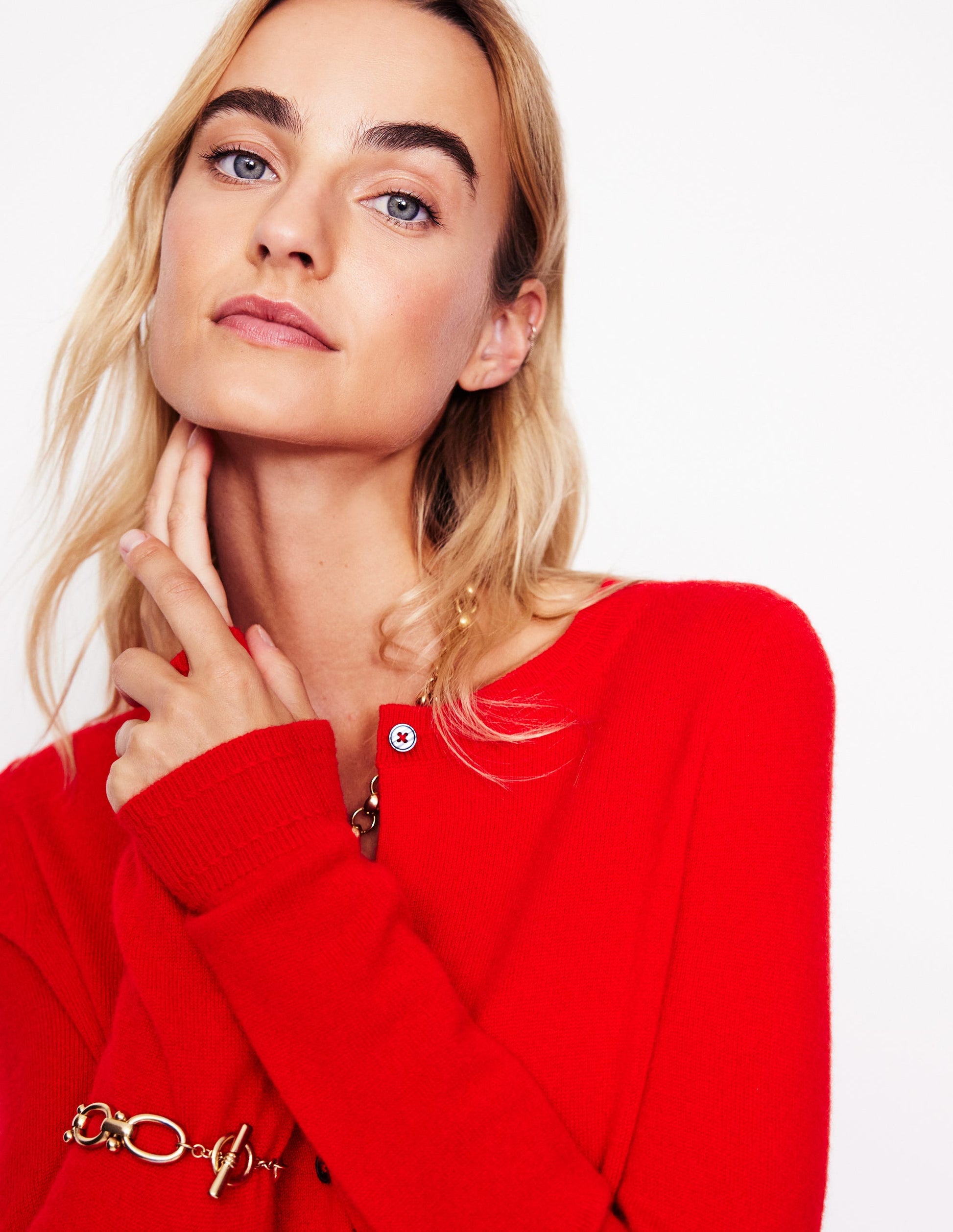 Eva Kaschmir-Strickjacke mit Rundhalsausschnitt-Rouge-2
