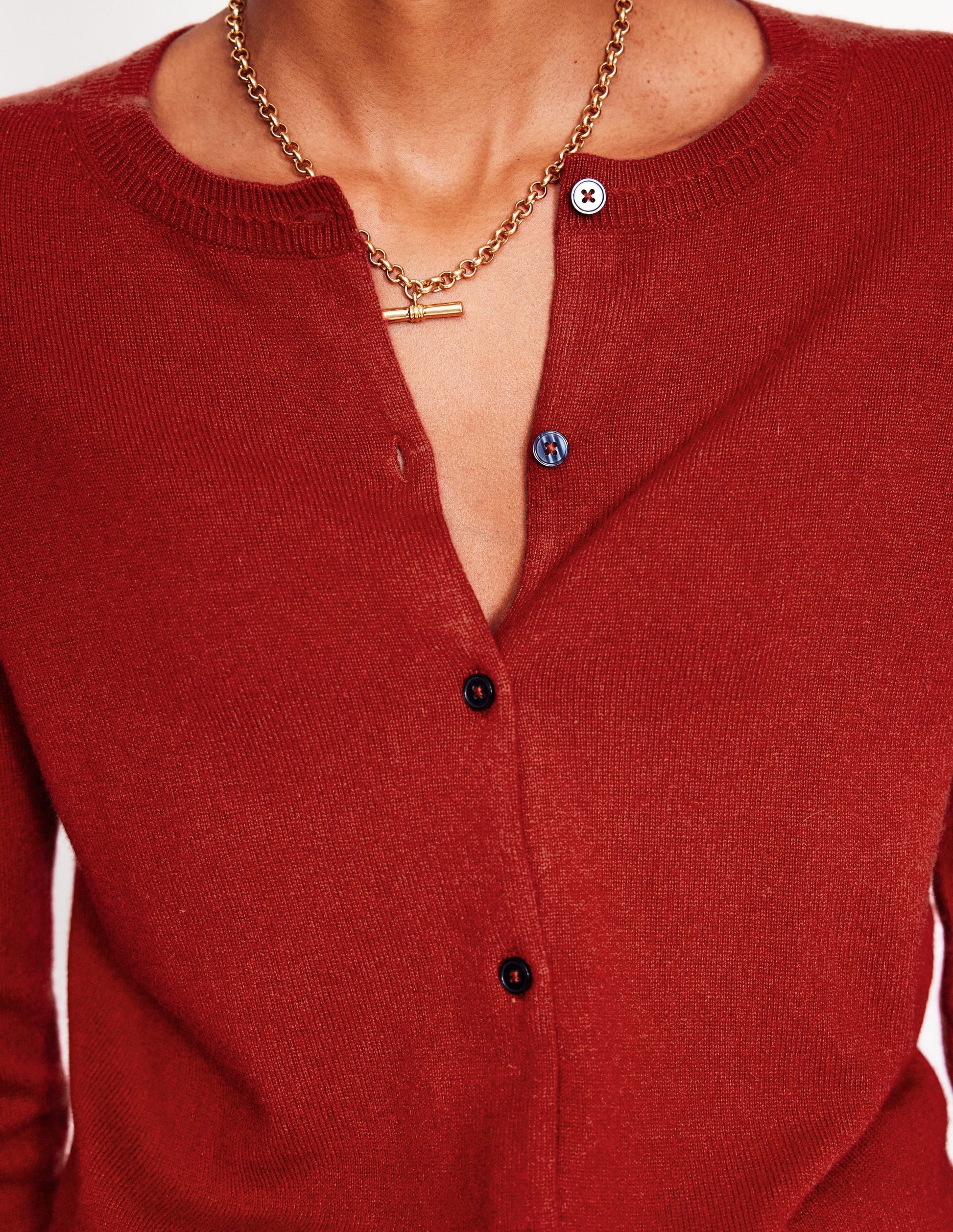 Eva Kaschmir-Strickjacke mit Rundhalsausschnitt-Kupferbraun-2