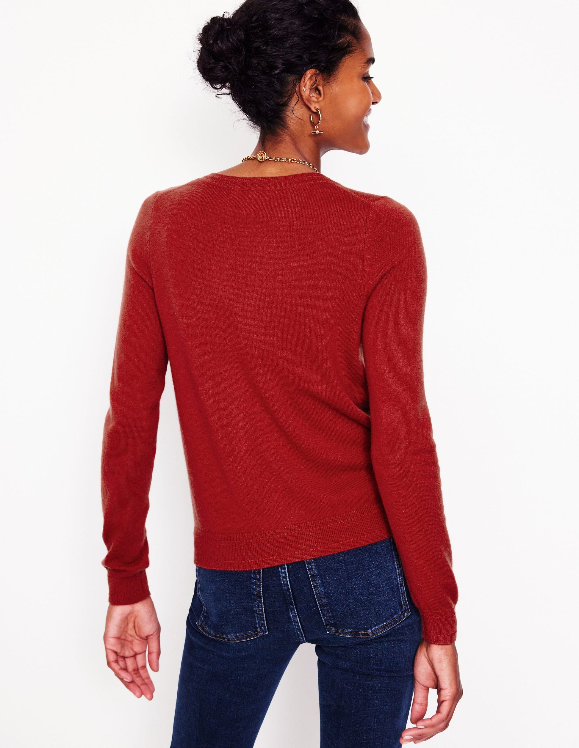 Eva Kaschmir-Strickjacke mit Rundhalsausschnitt-Kupferbraun-3