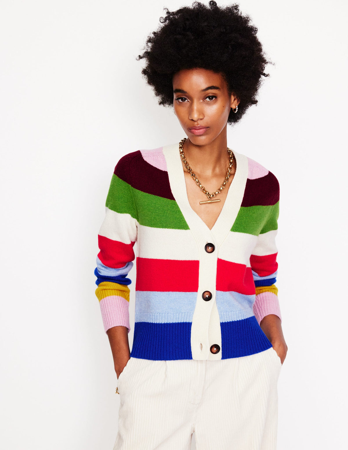 Olivia Merino-Strickjacke-Bunt, Regenbogen - Image 1