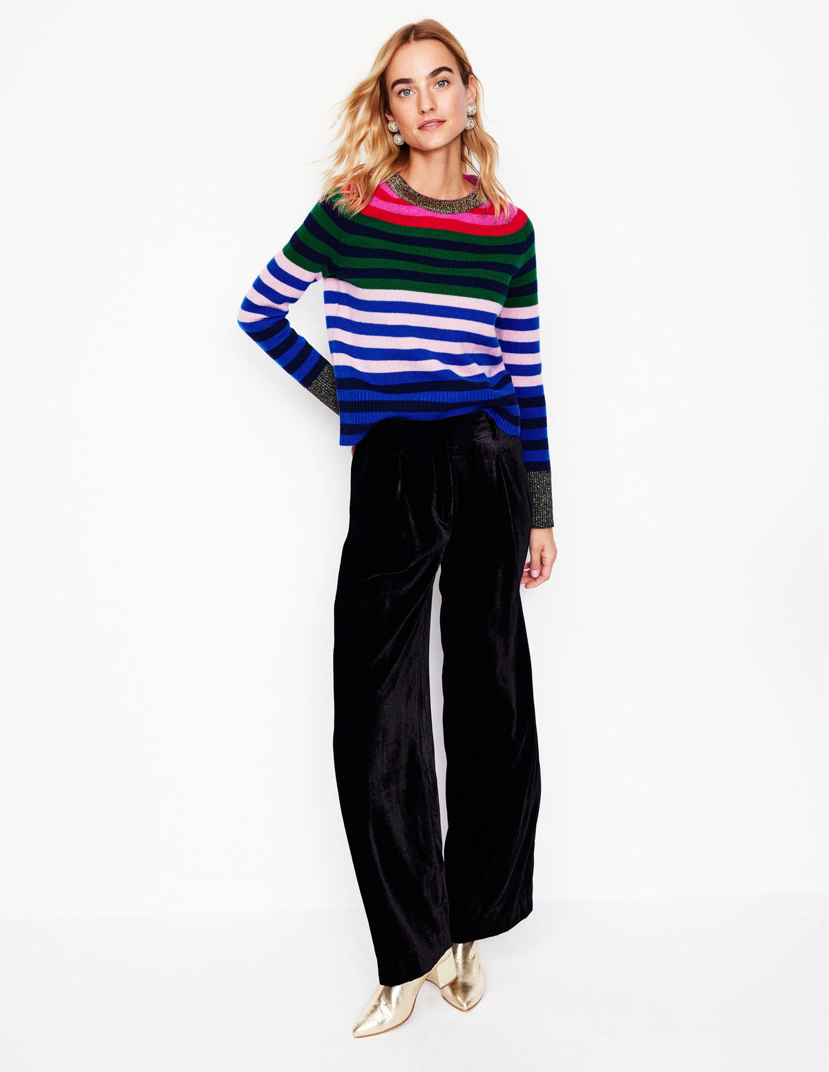 Olivia Merino Jumper-Multi, Rainbow Stripe - Image 4