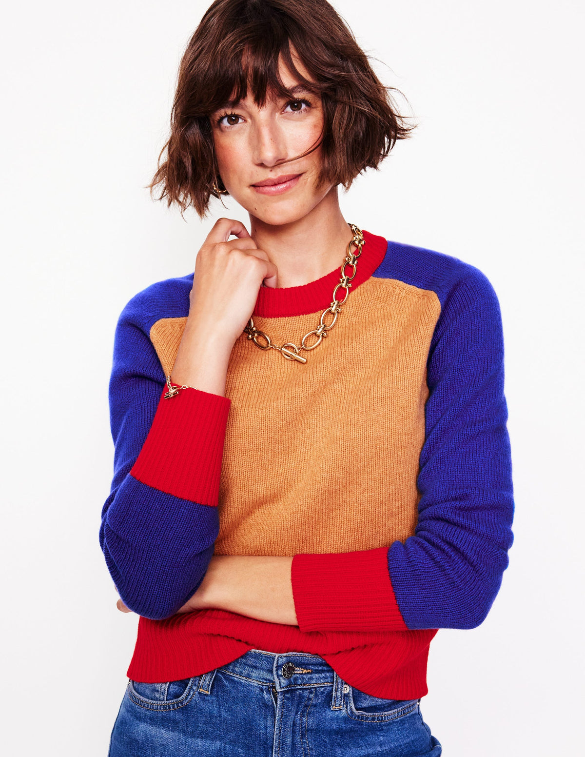 Olivia Merino-Pullover-Graubraun Meliert - Image 1