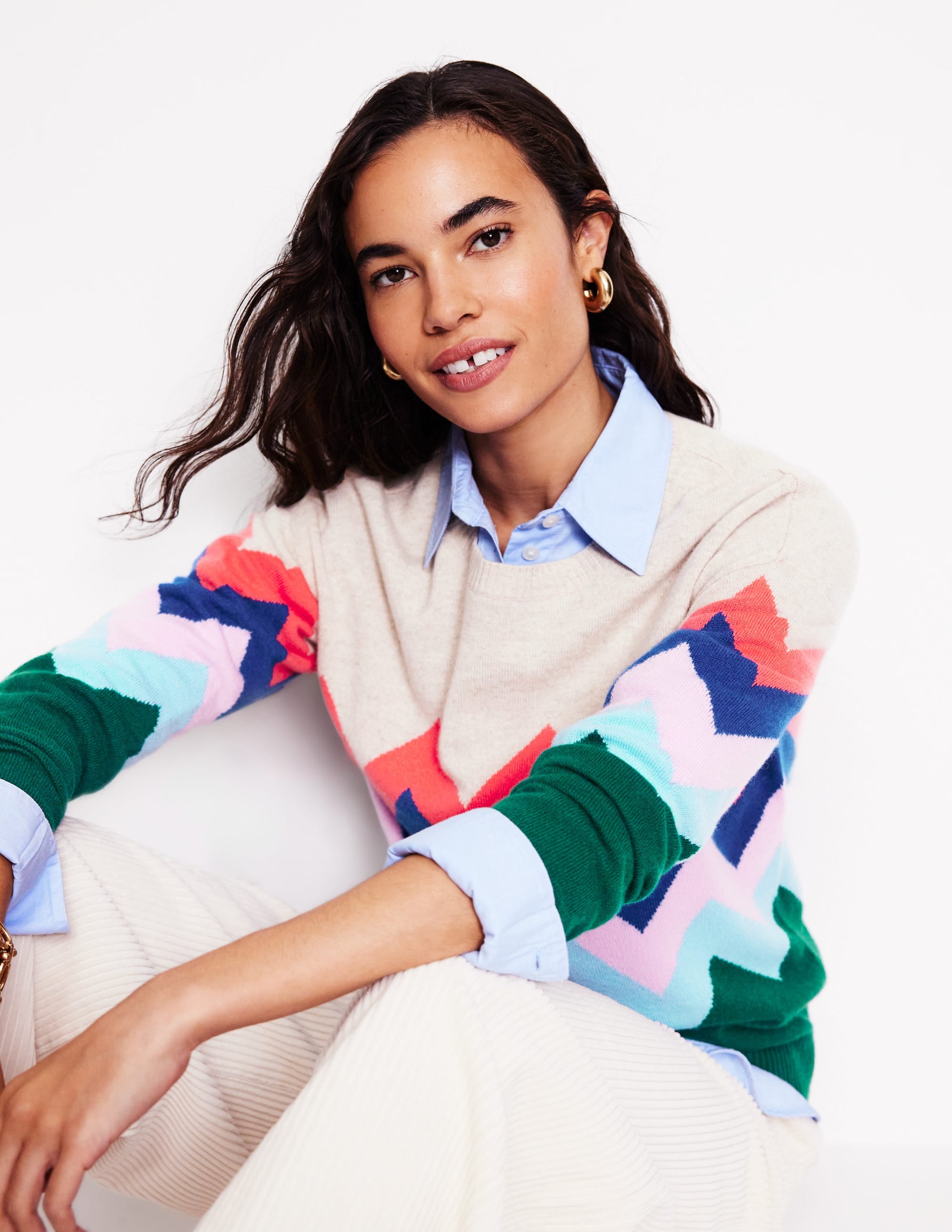 Lydia Kaschmirpullover-Bunt, Zickzack - Image 1
