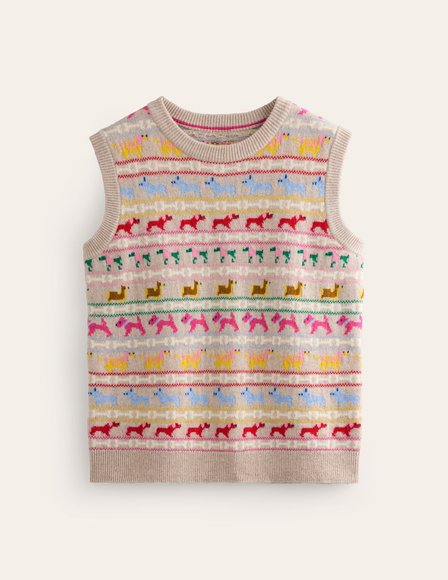 Edie Fair-Isle-Top-Haferbeige Meliert, Bunt Hunde