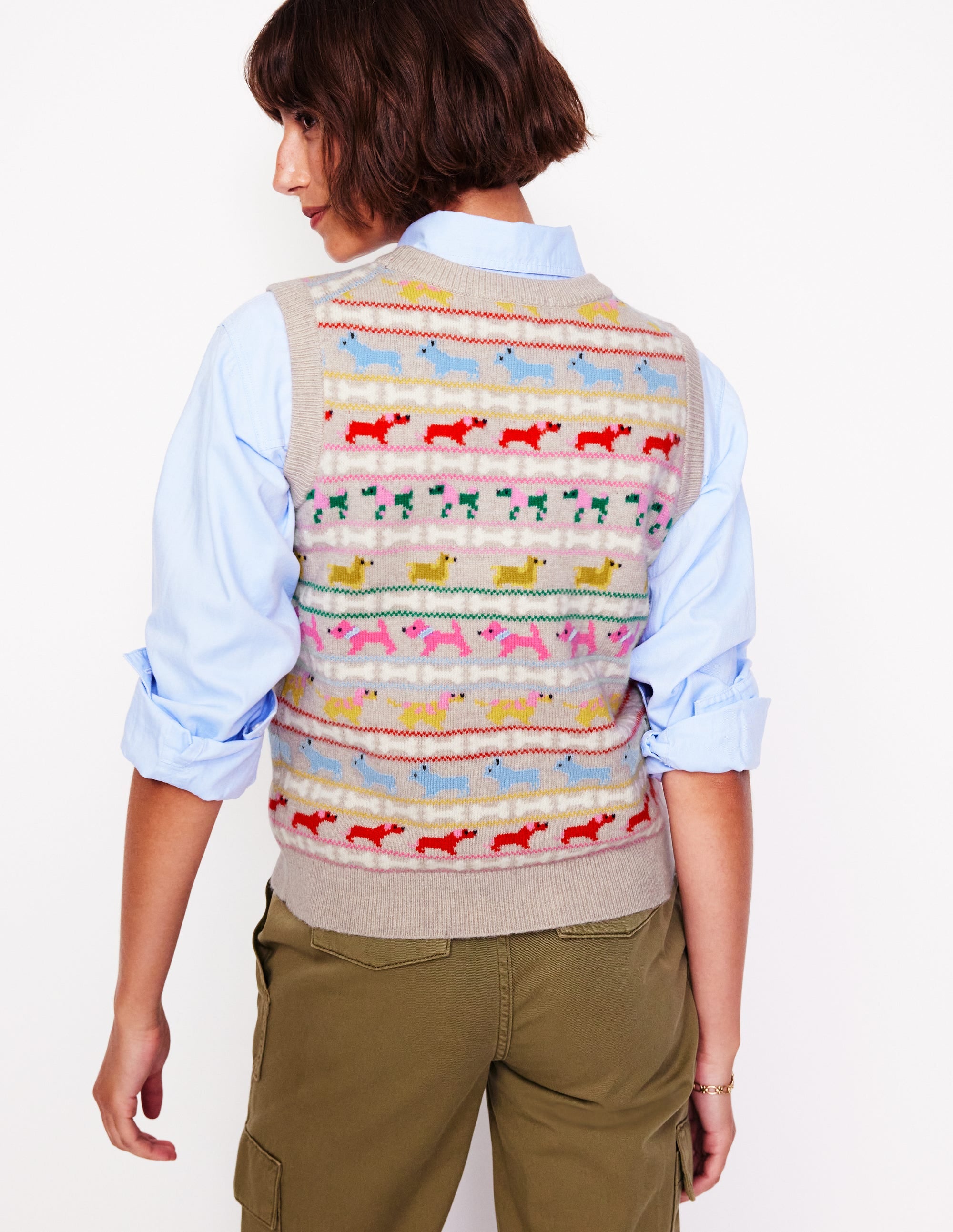 Edie Fair-Isle-Top-Haferbeige Meliert, Bunt Hunde - Image 3