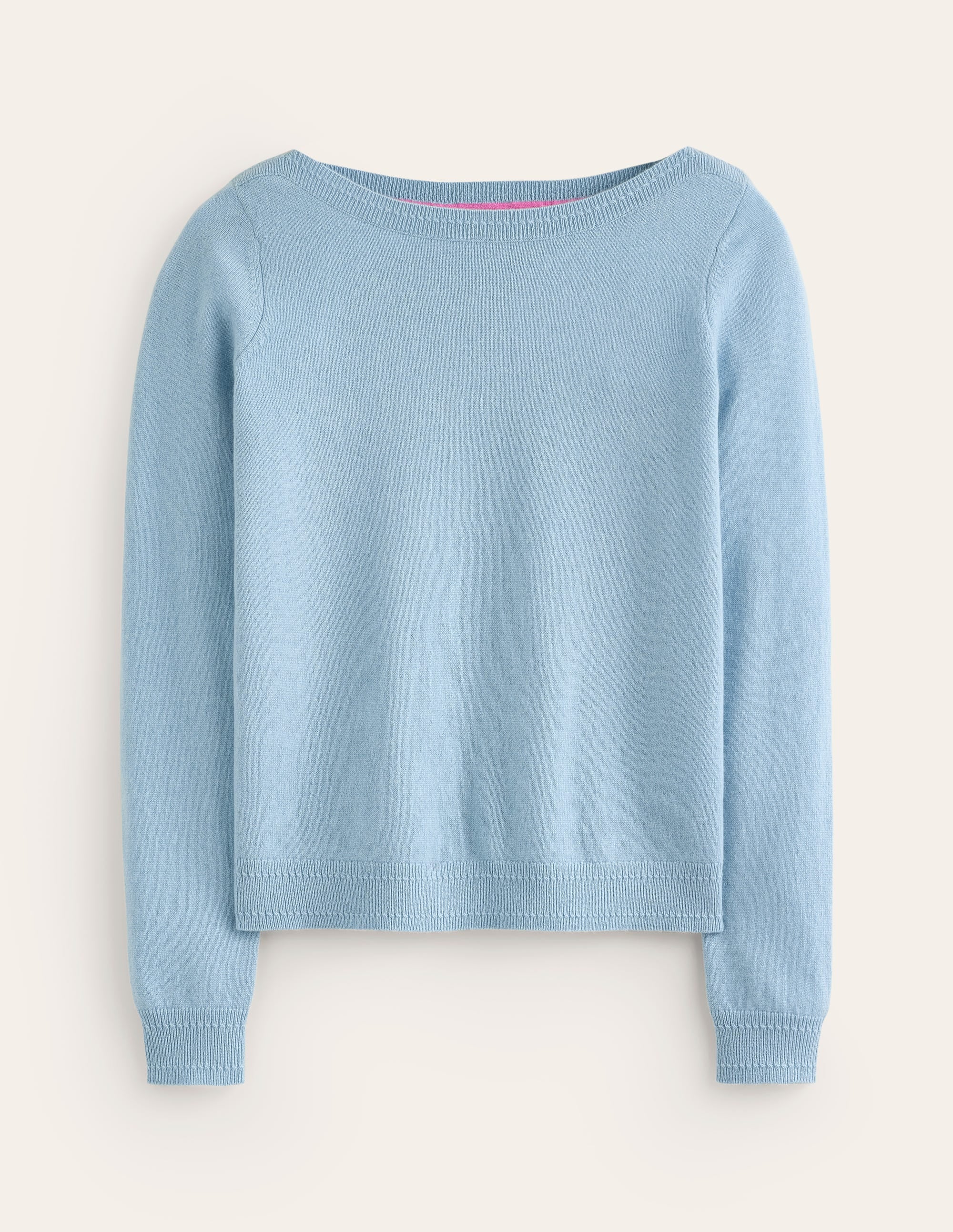Pull Eva col bateau en cachemire-Bleu tourmaline - Image 5