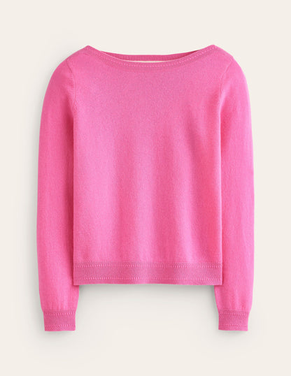 Eva Kaschmirpullover mit U-Boot-Ausschnitt-Rosa Turmalin