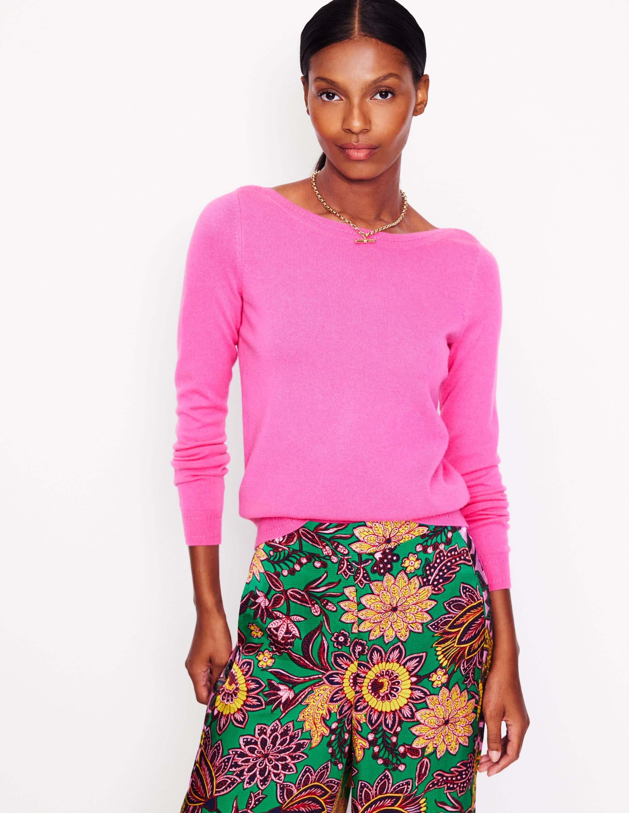 Eva Kaschmirpullover mit U-Boot-Ausschnitt-Rosa Turmalin - Image 1