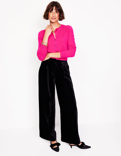 Eva Cashmere Cropped Cardigan-Bright Pink