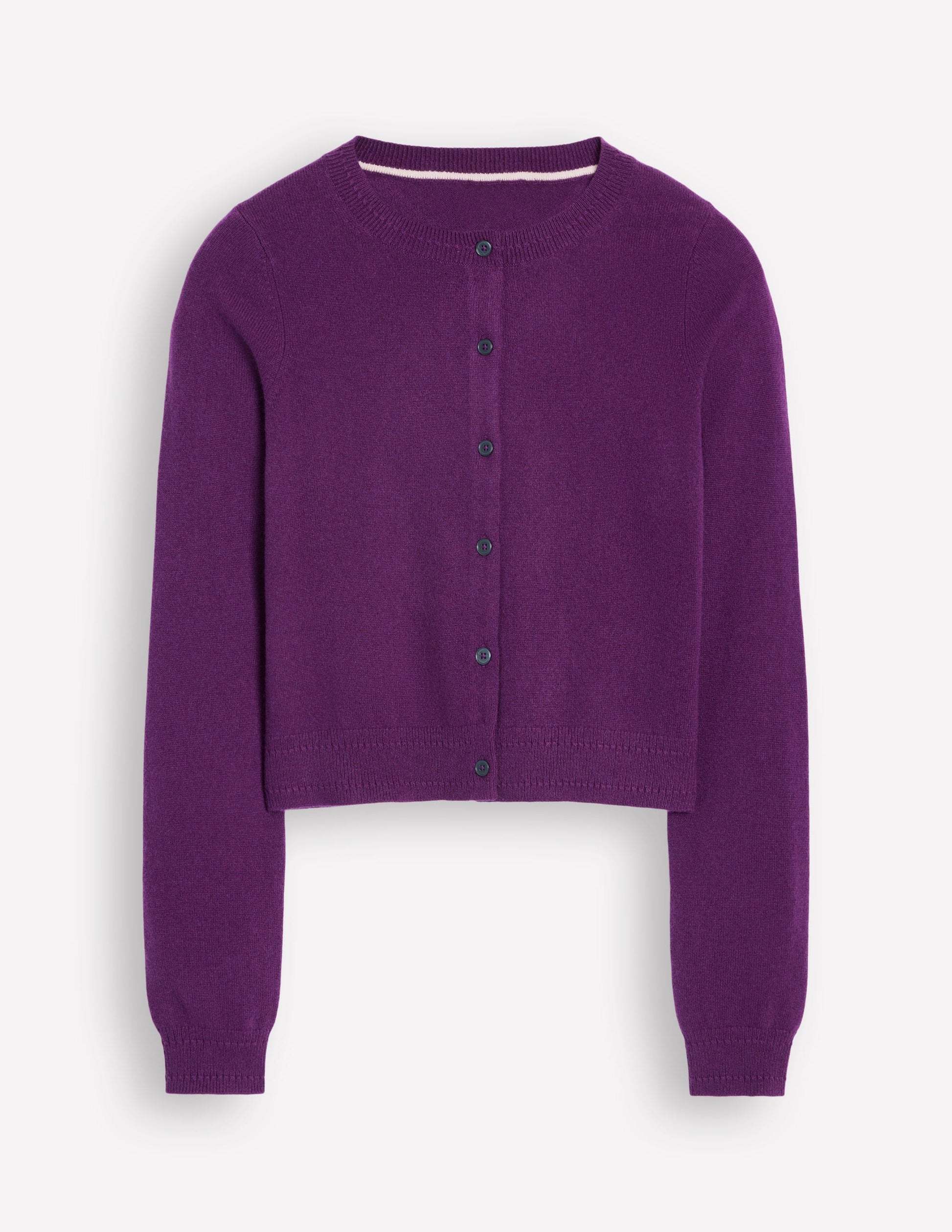 Eva Cashmere Cropped Cardigan-Damson Purple-5