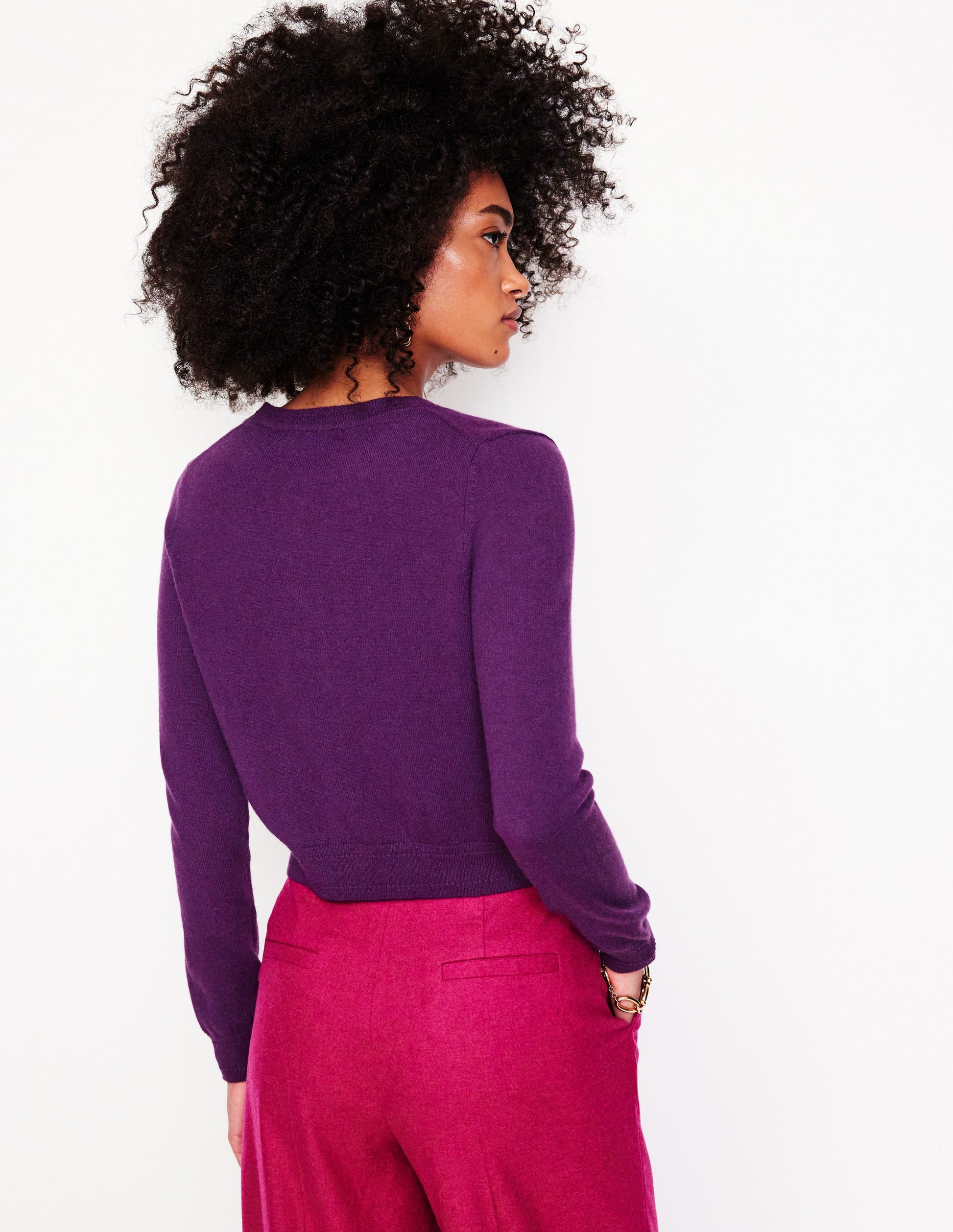 Eva Cashmere Cropped Cardigan-Damson Purple-3