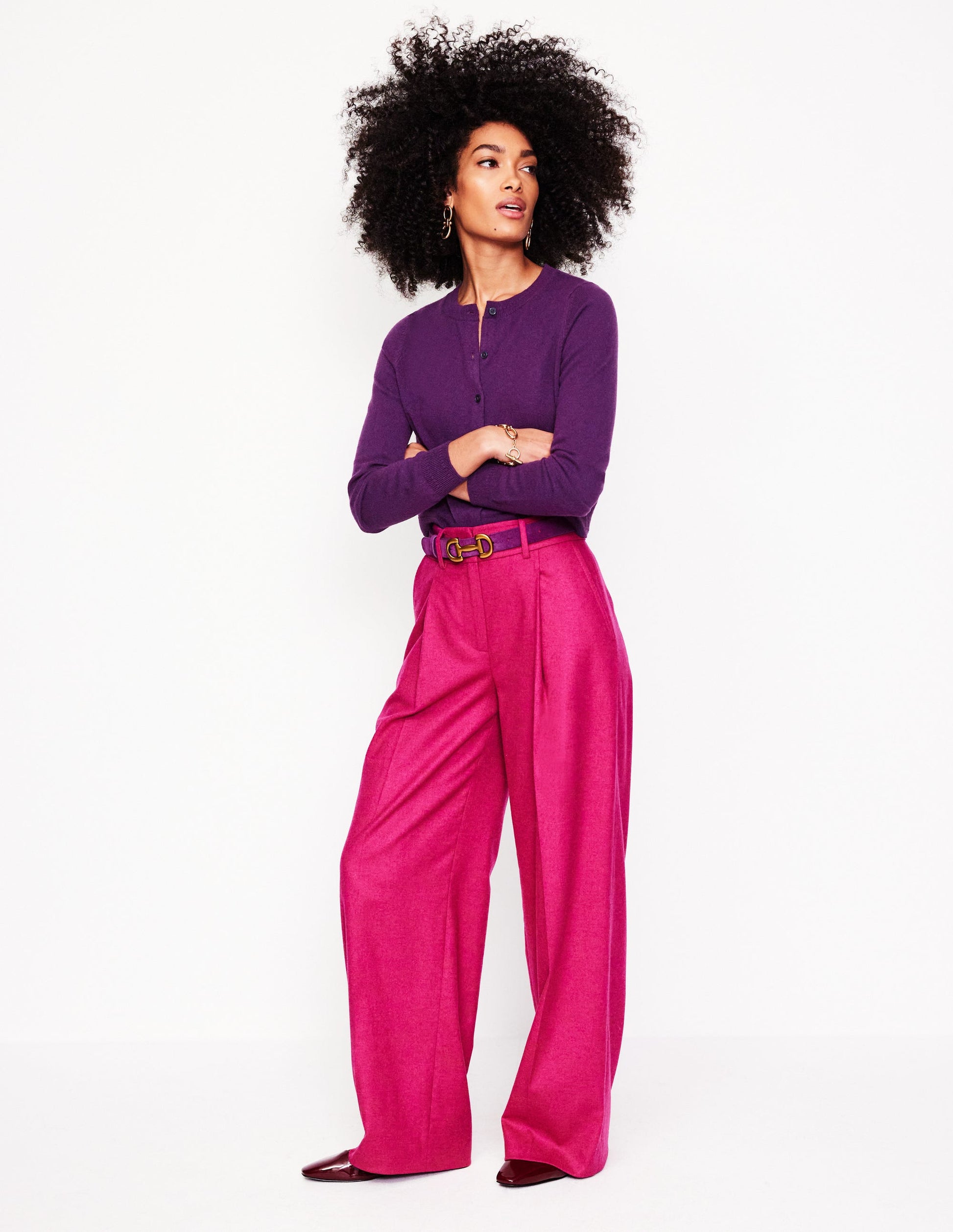 Eva Cashmere Cropped Cardigan-Damson Purple-4