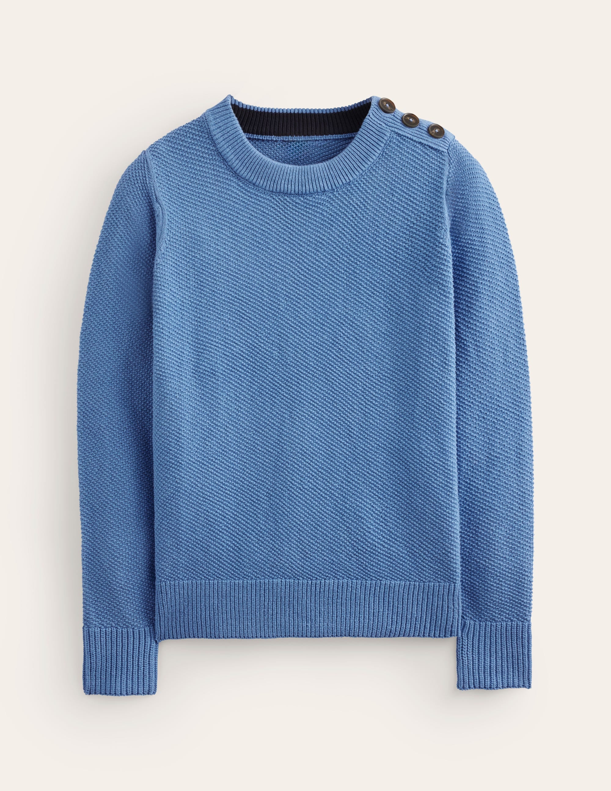 Pullover mit Knopfdetail und Ziernaht-Porzellanblau - Image 5