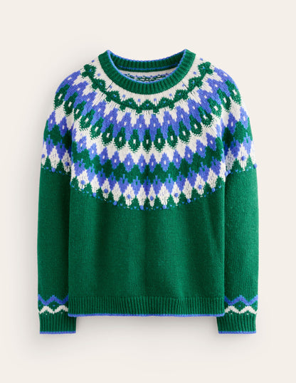 Eleanor Fair-Isle-Pullover-Kieferngrün